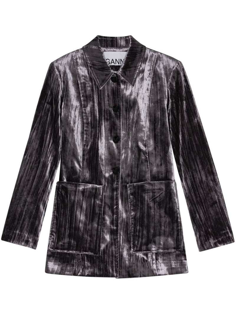 striped velvet-finish blazer 1