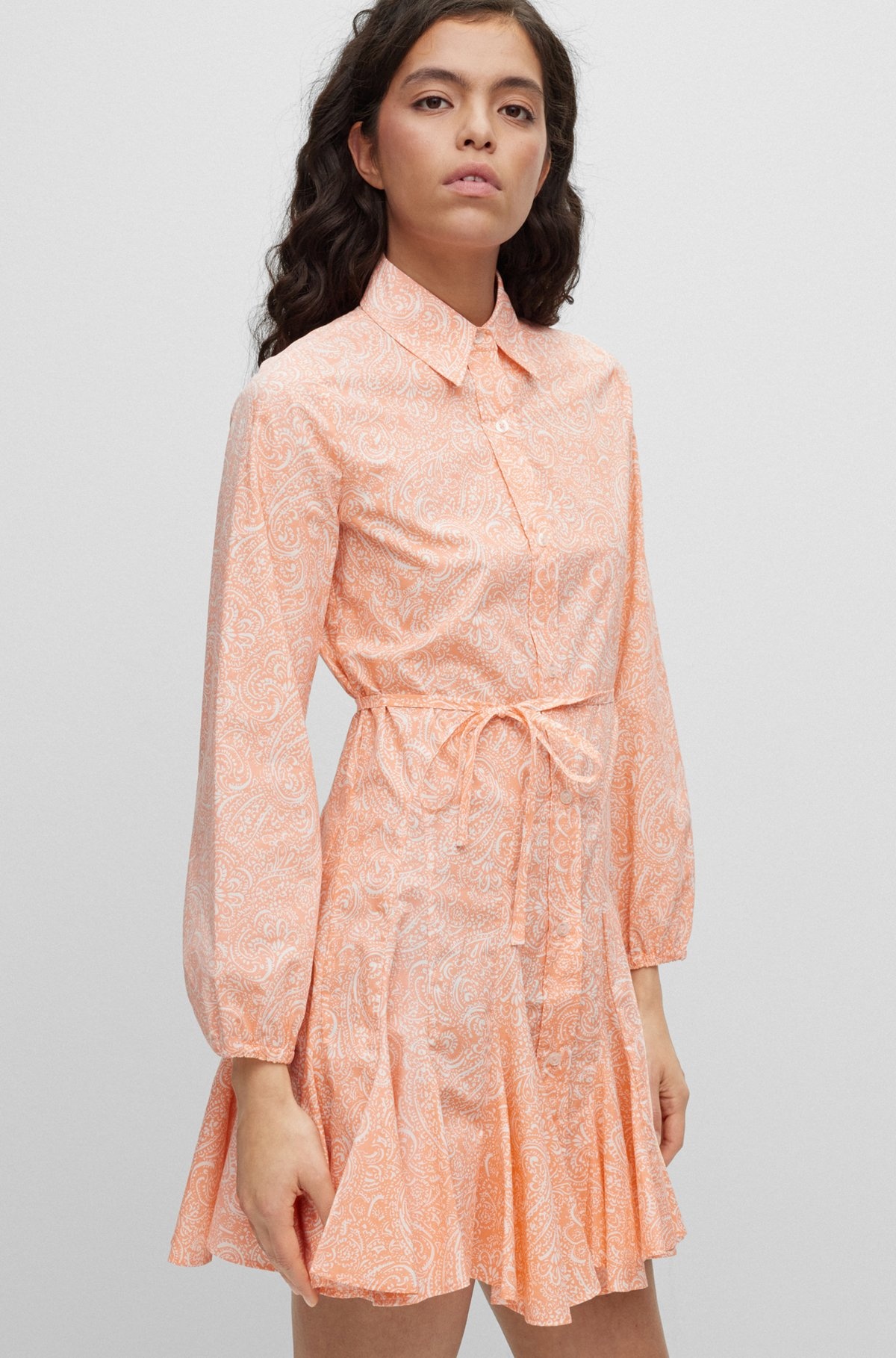 LONG-SLEEVED SHIRT DRESS IN PAISLEY-PRINT COTTON - 6