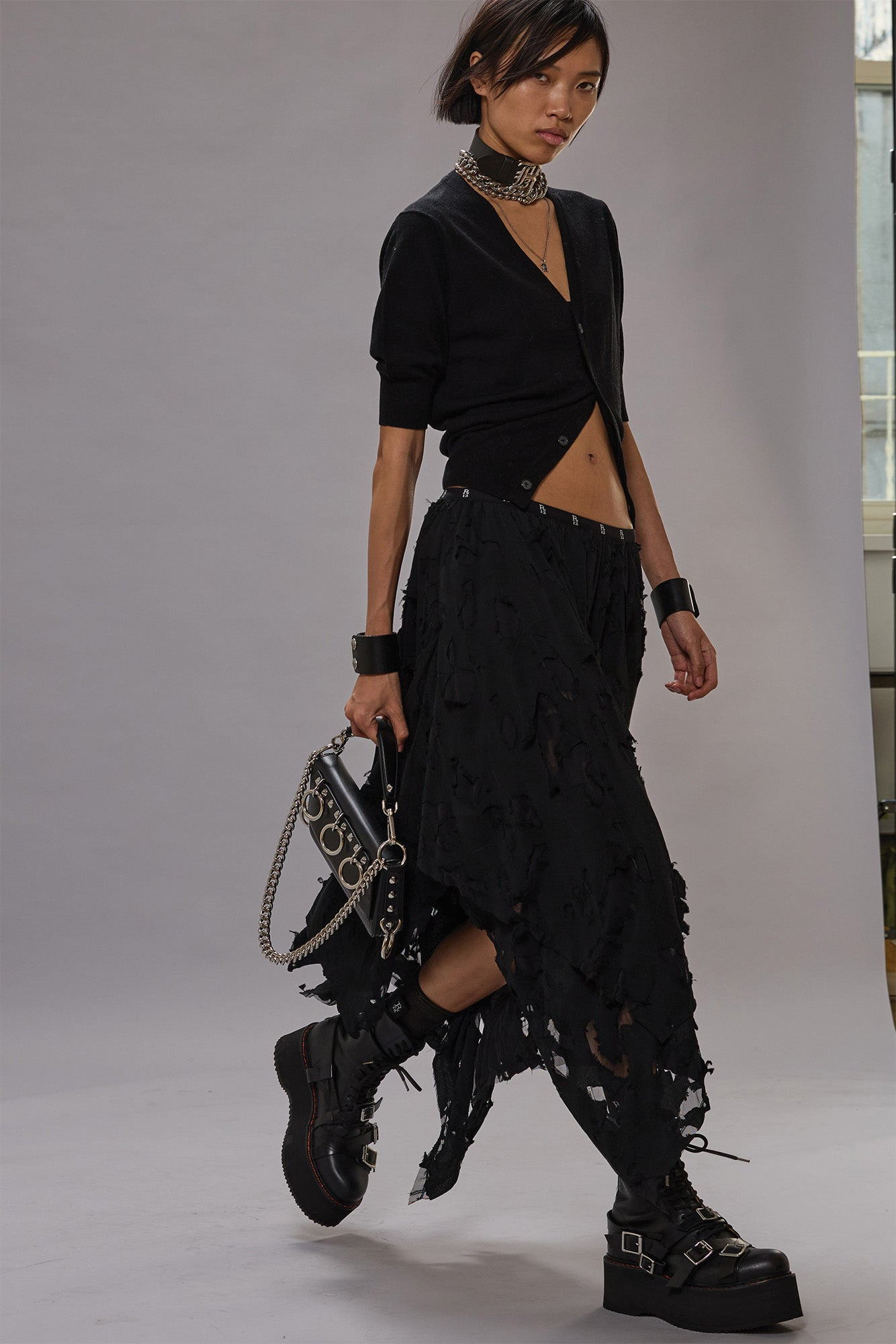 ELBOW SLEEVE SPLIT HEM CARDIGAN - 2