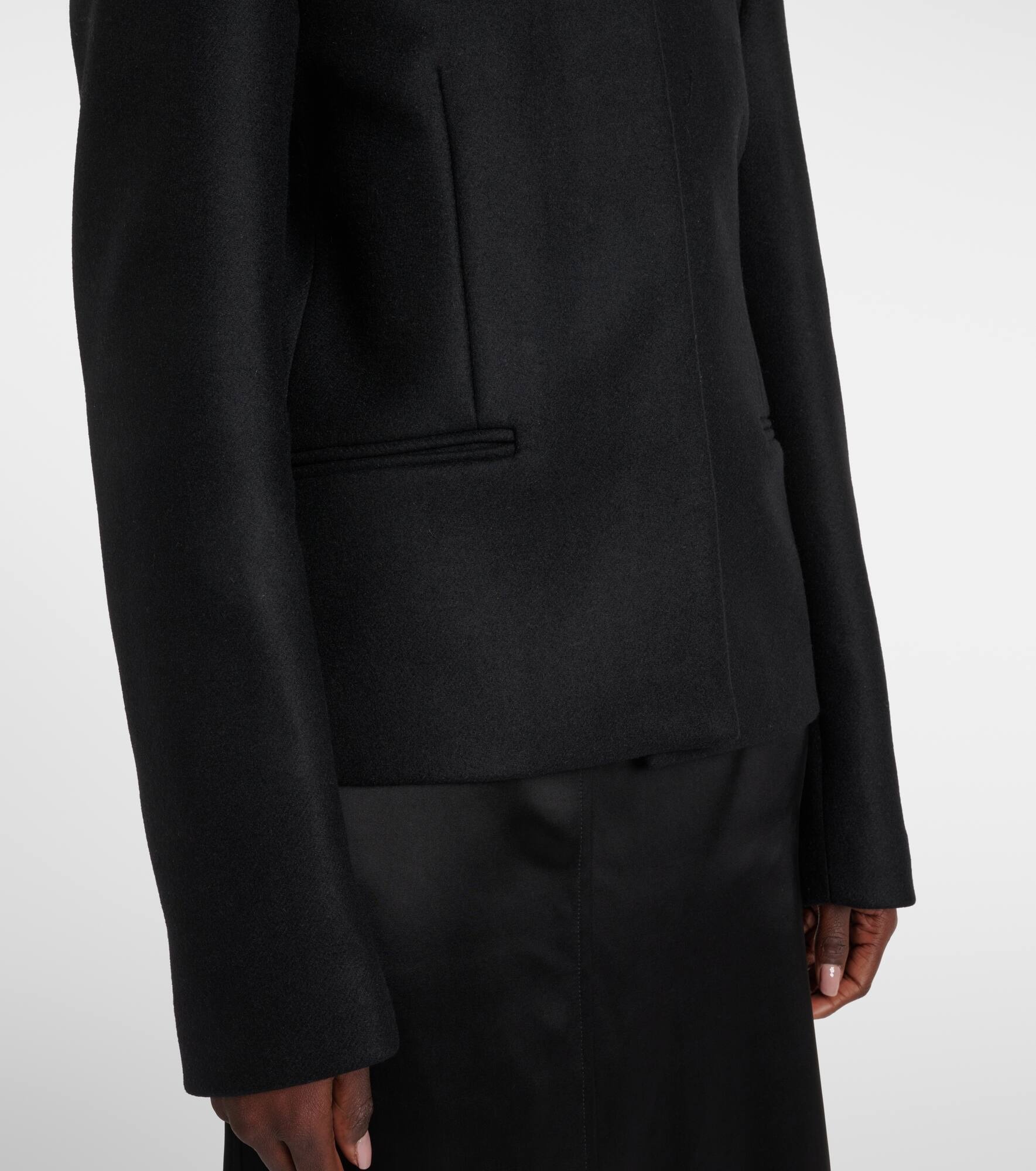 Shearling-trimmed wool-blend jacket - 5