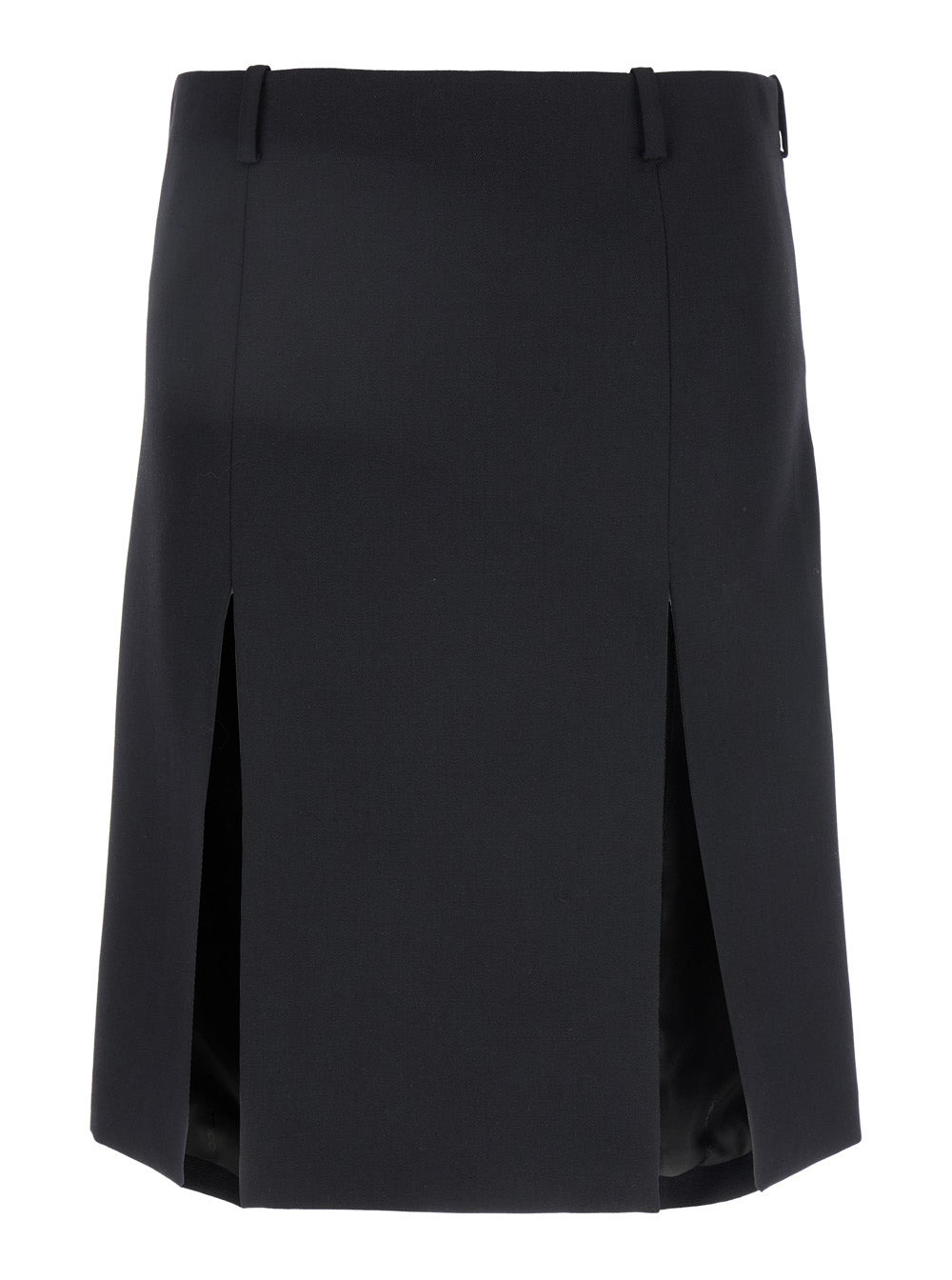 The Attico Women Black Skirt With Two Front Slits And Logo Plaque On The Rear In Wool Woman - 1
