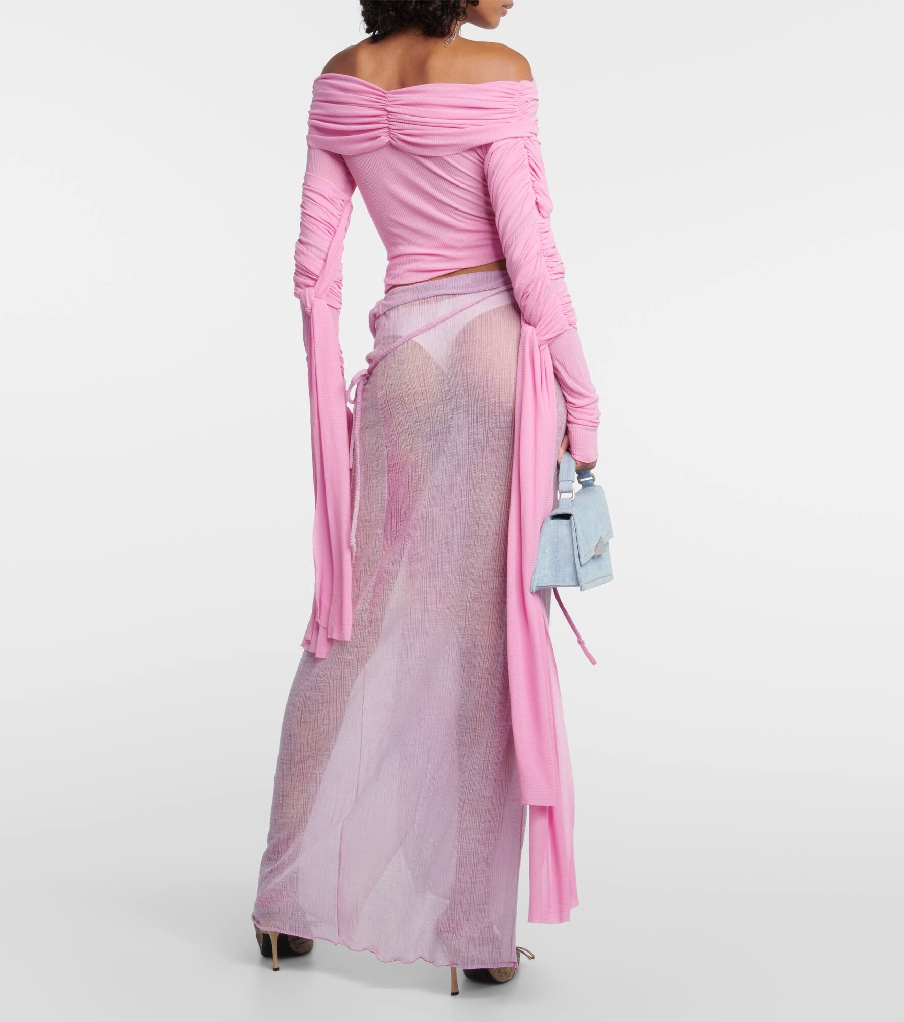 Wrap wool-blend maxi skirt - 3