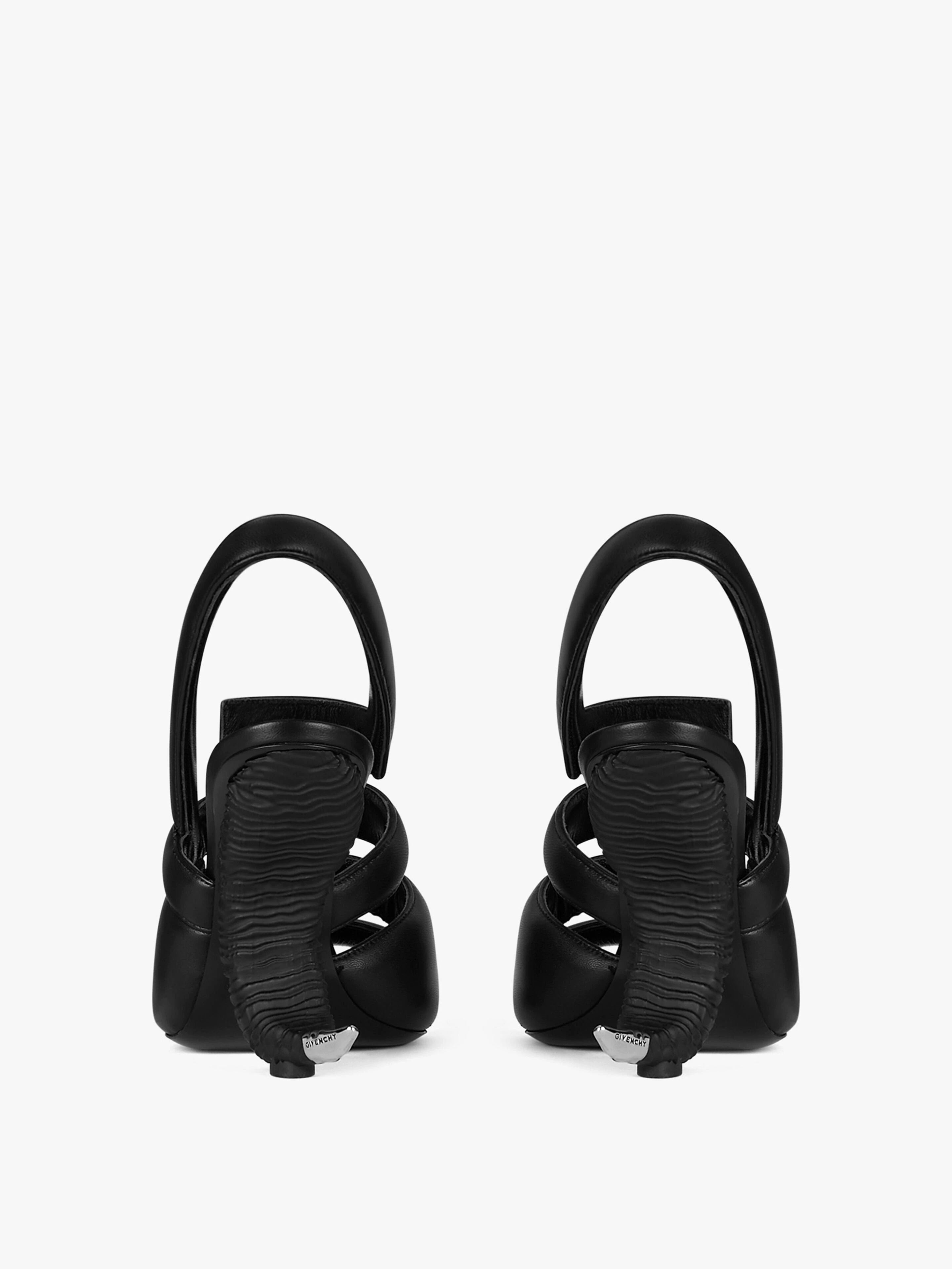 SANDALS IN LEATHER WITH HORN HEEL - 4