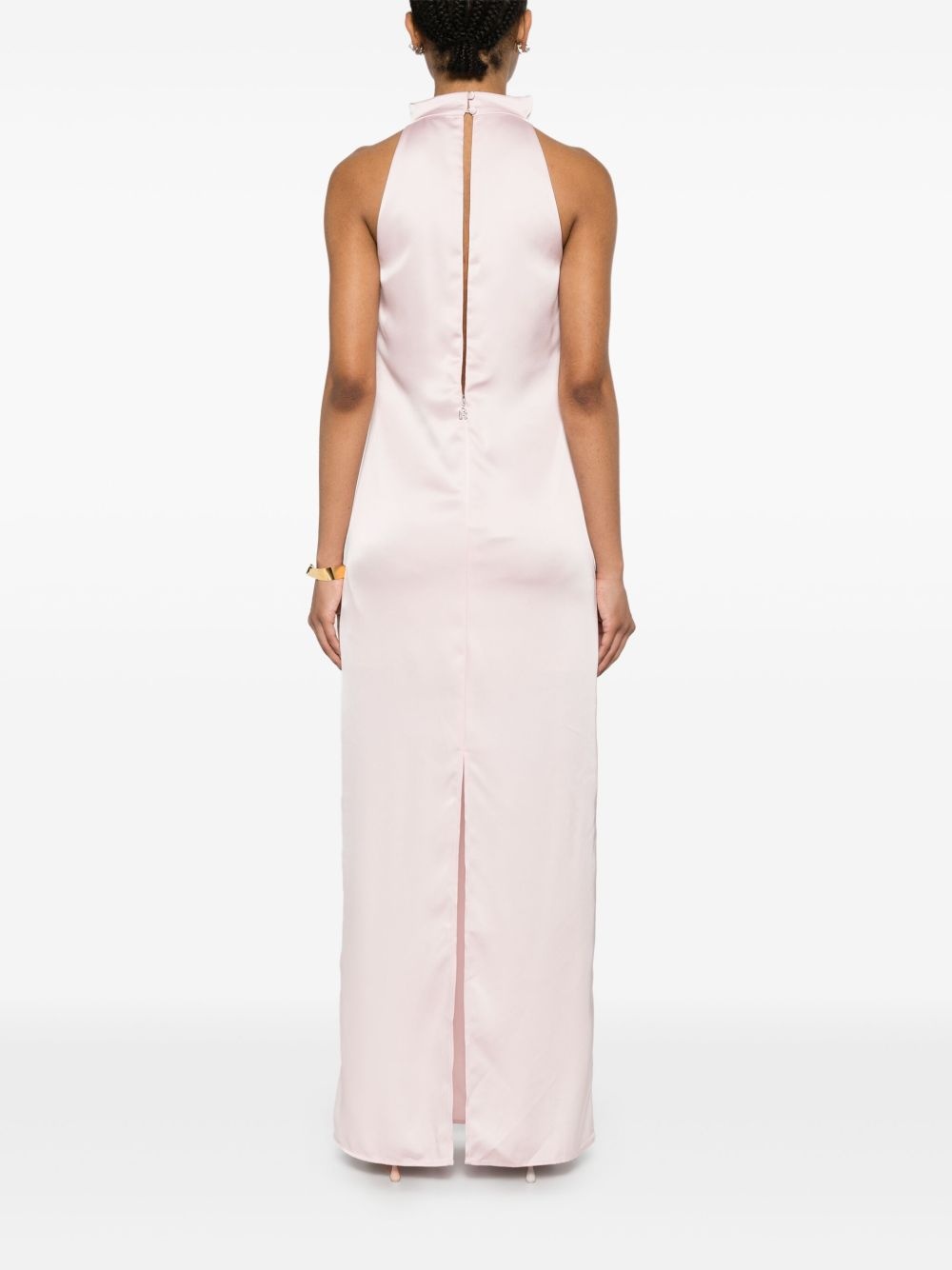 satin halterneck dress - 4