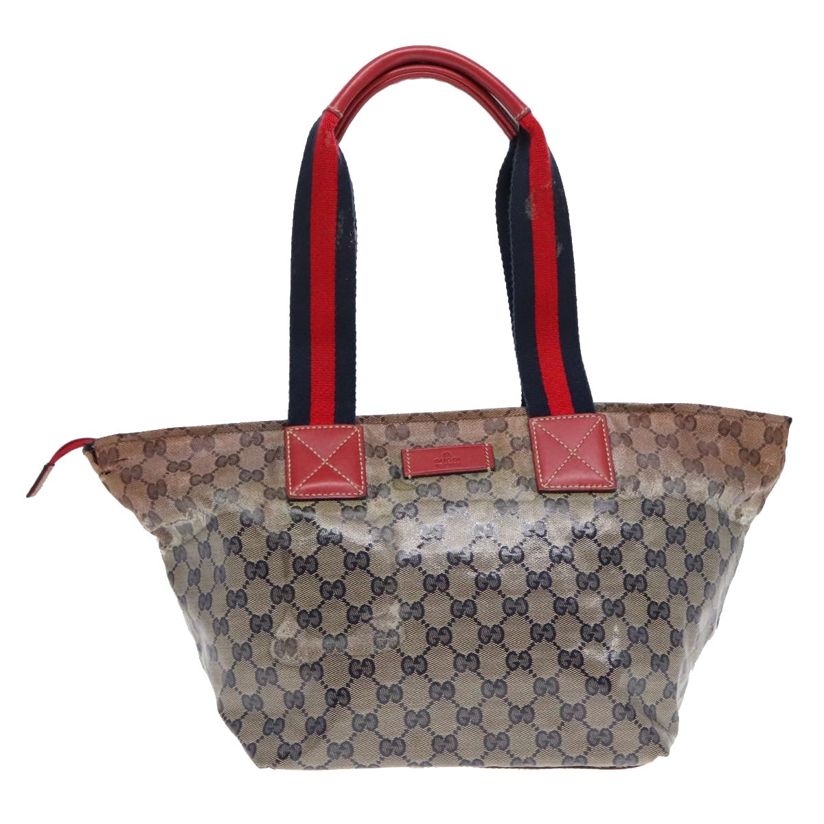 GUCCI GG Crystal Sherry Line Tote Bag Gold Red Navy - 2