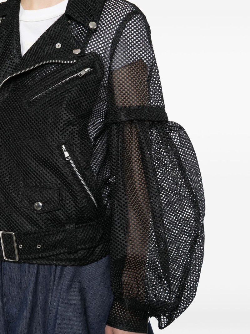 mesh-panelled puff-sleeve jacket 5