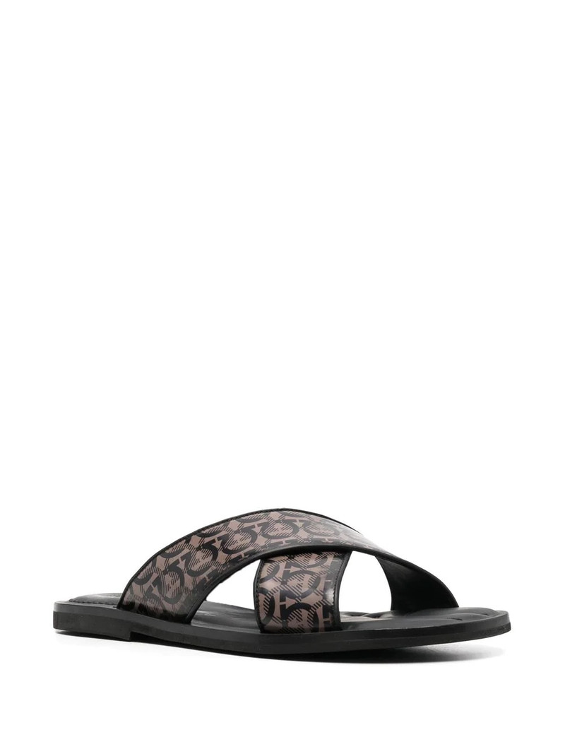 FERRAGAMO Gancini crossover strap sandals outlook