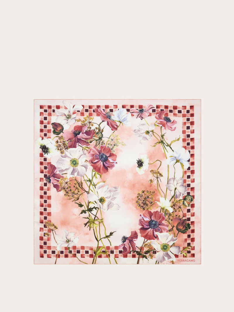 Fiori print silk scarf 1