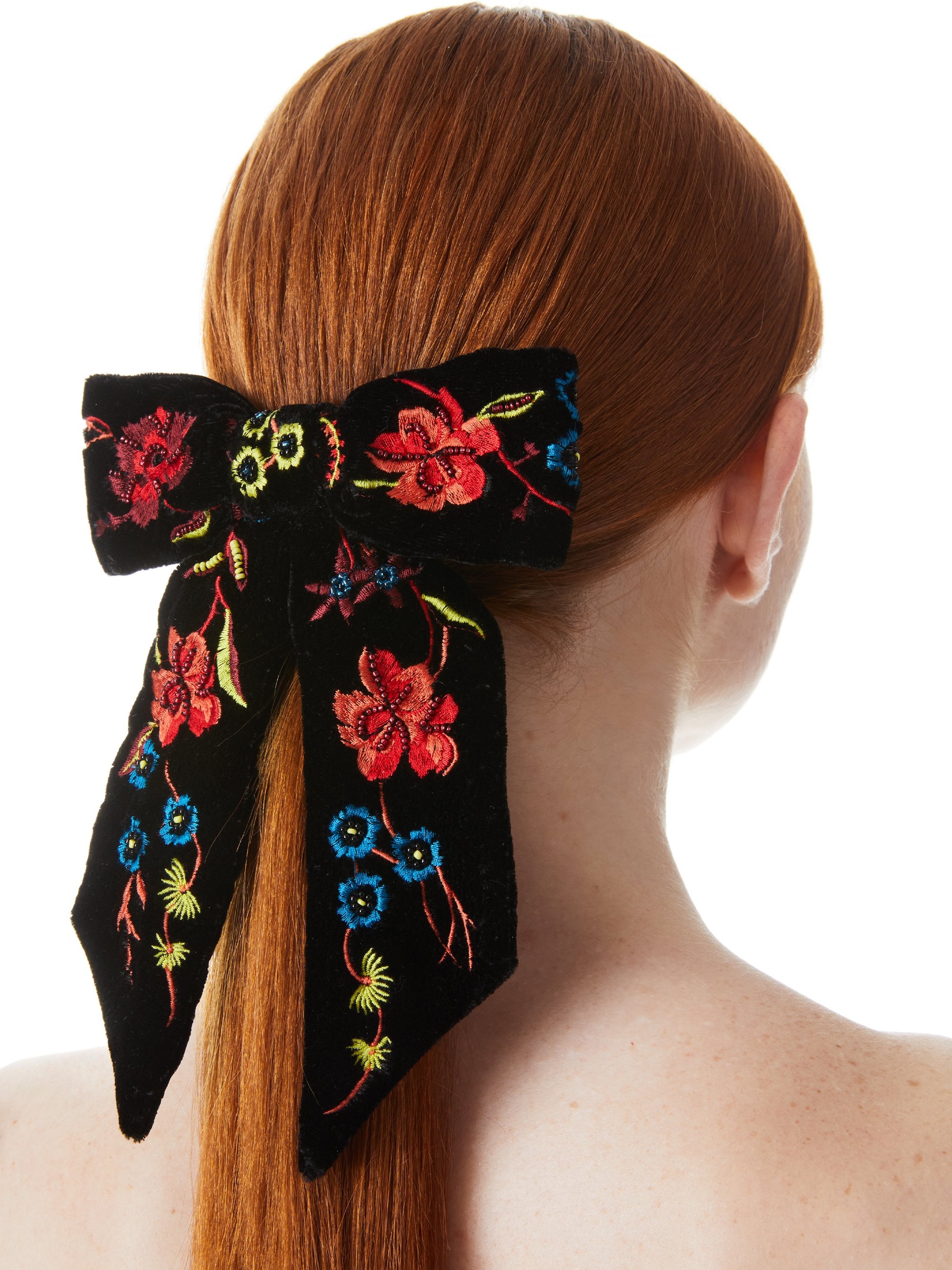 KITTI EMBROIDERED BOW BARRETTE - 1