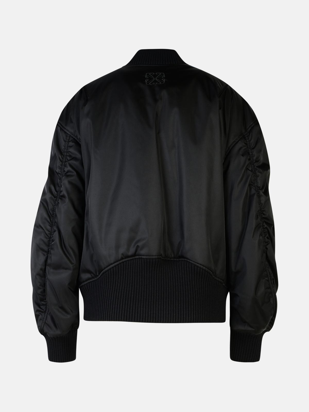 'NY' BLACK POLYAMIDE BOMBER JACKET - 3