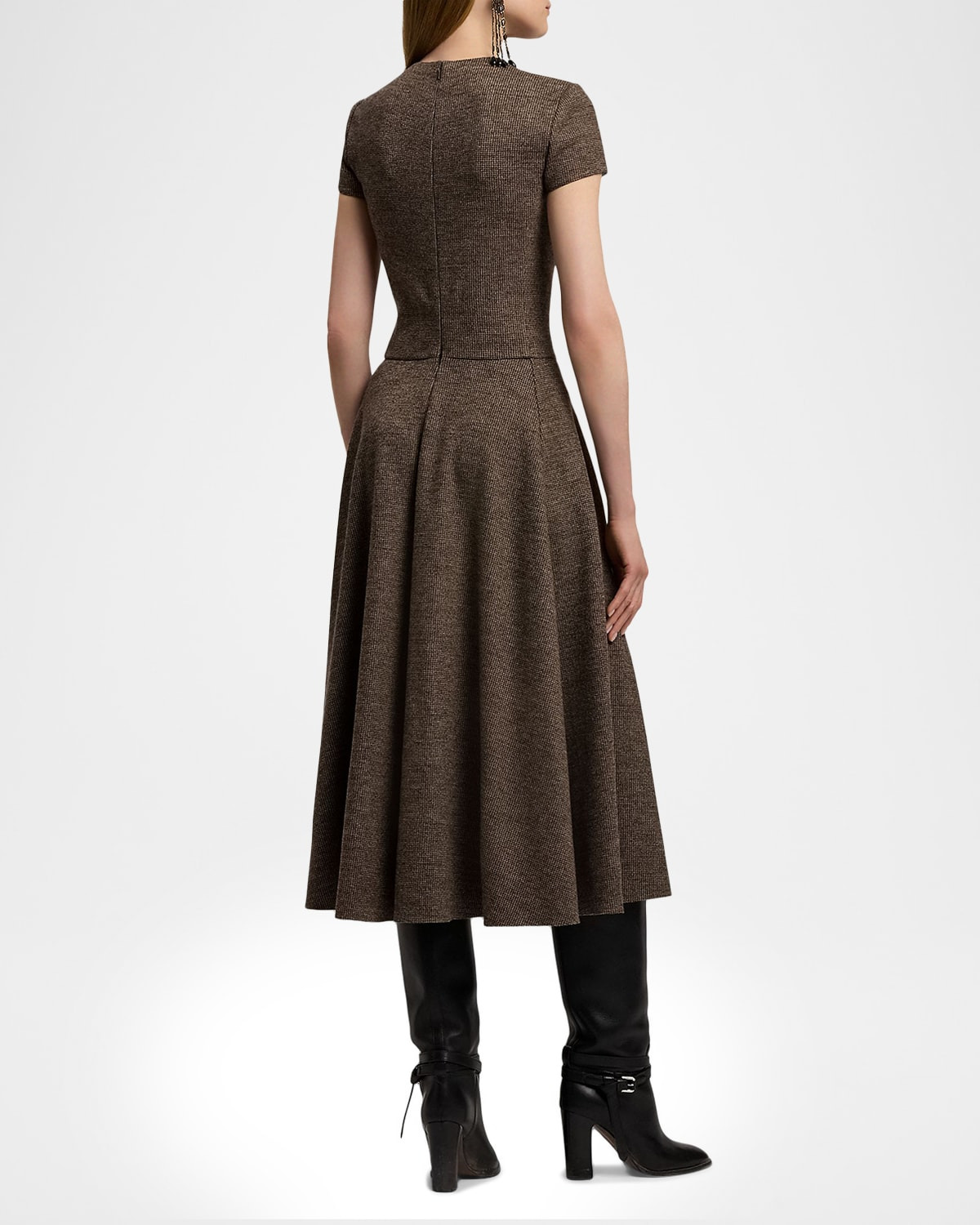 Tickweave Jersey Short-Sleeve Midi Dress - 3