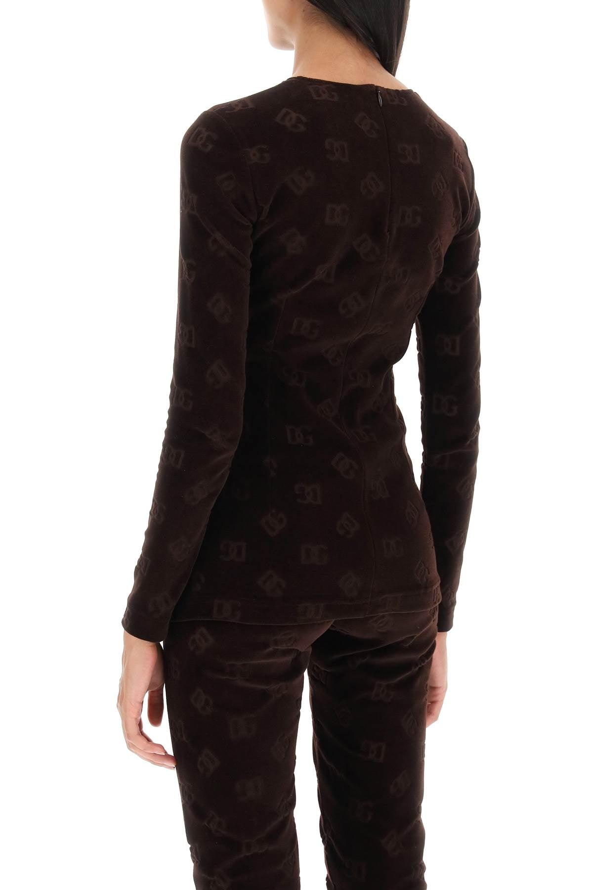 Long Sleeved Top In Monogram Chenille - 2