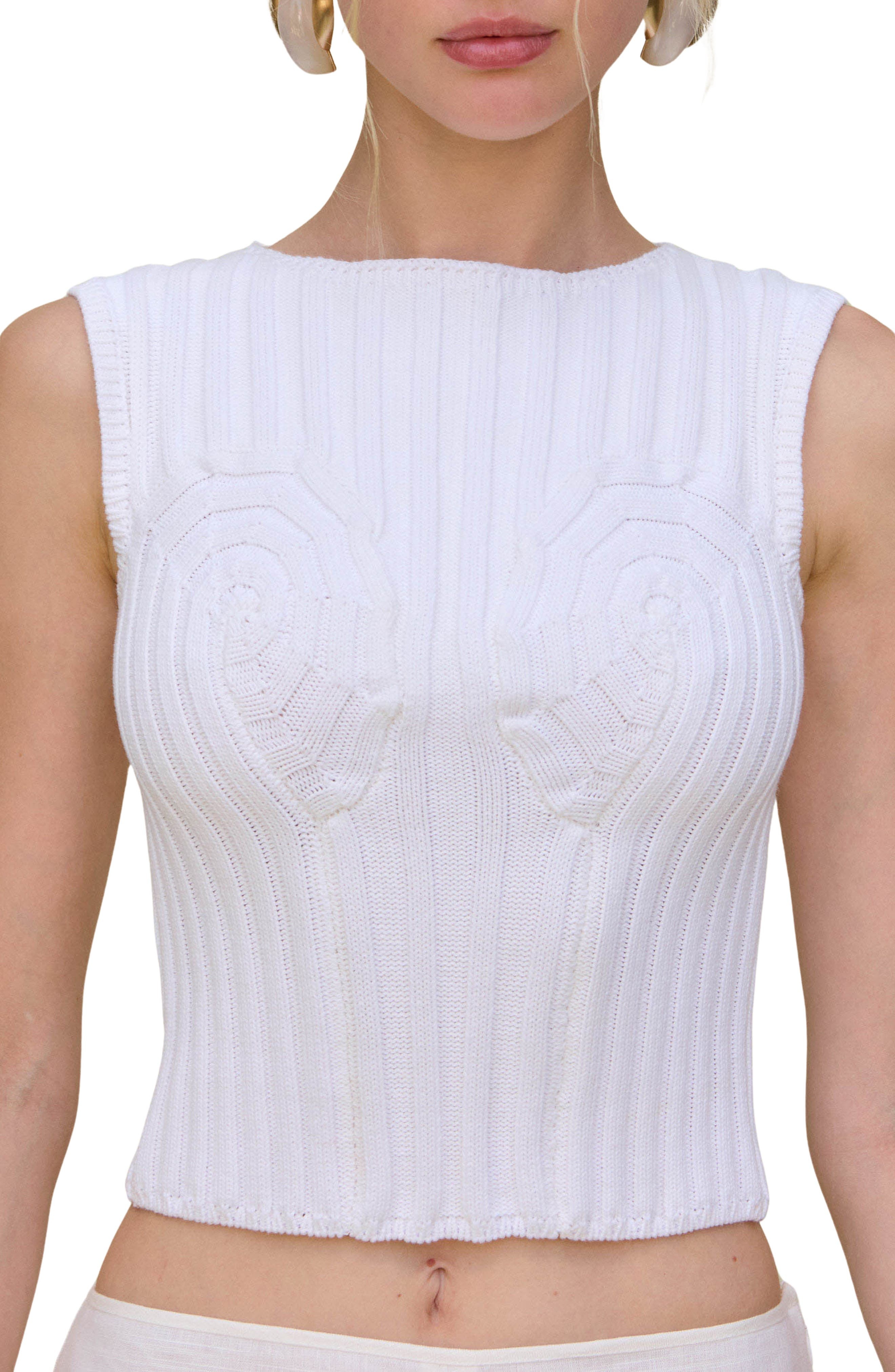 Cult Gaia Anzu Sleeveless Sweater in Off White at Nordstrom - 4
