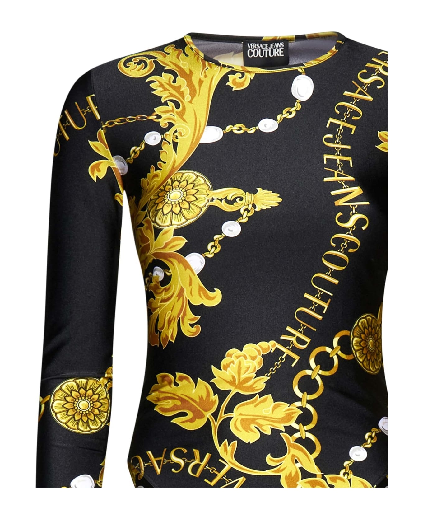 Crewneck Bodysuit With All-over Baroque Print - 3