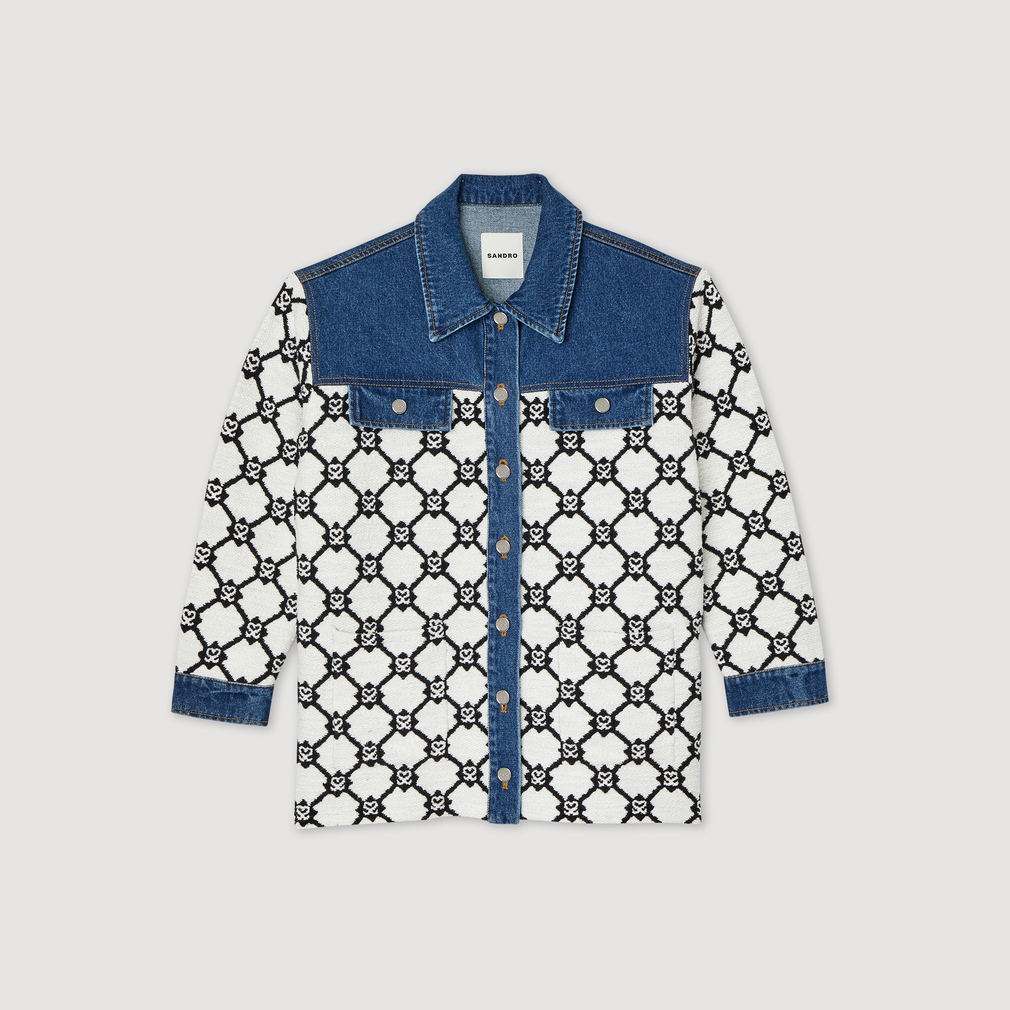 Knit and denim coatigan - 1