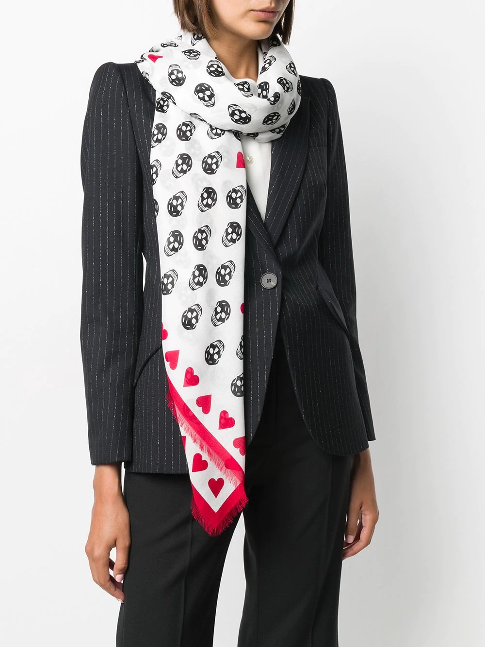 skull heart print scarf - 2