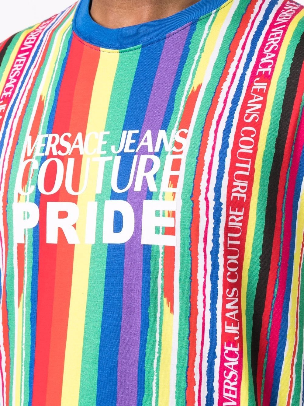 Pride striped logo-print T-shirt - 5