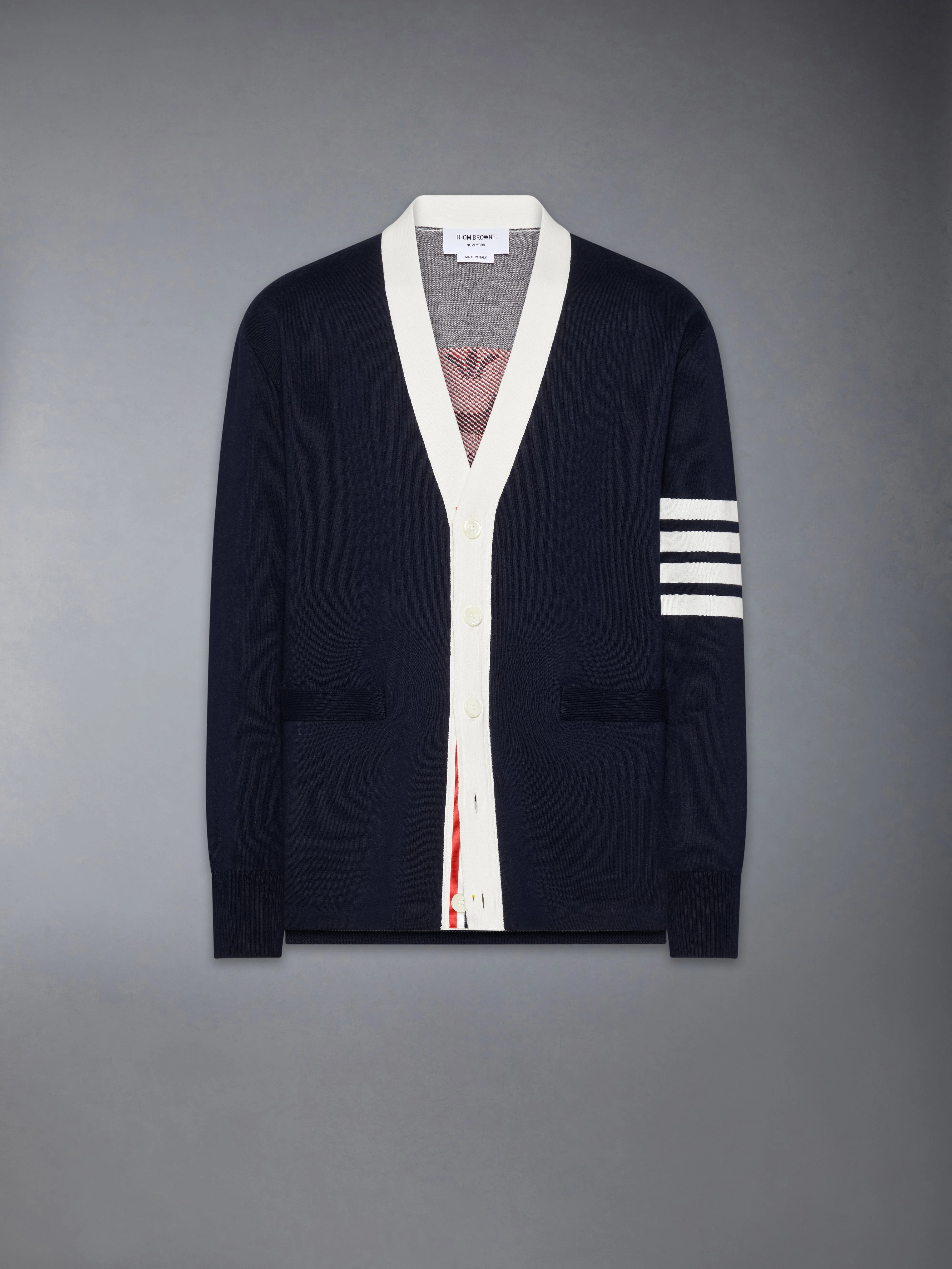 CREST INTARSIA JACQUARD 4-BAR RUGBY FIT CARDIGAN - 1