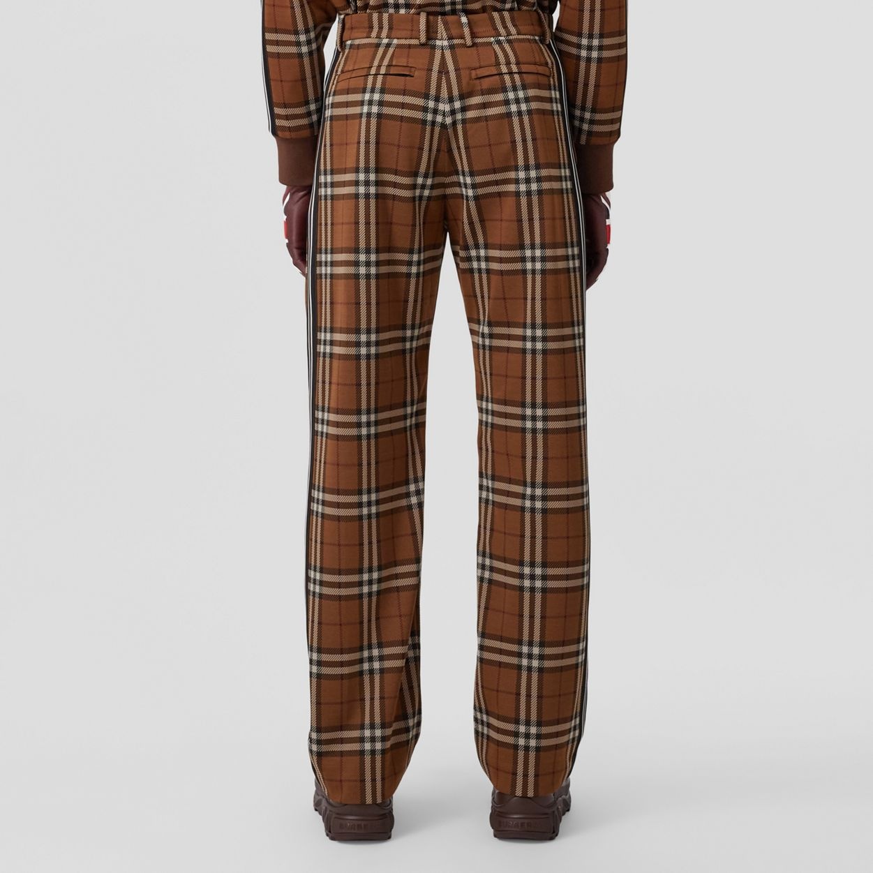 Side Stripe Check Jacquard Wide-leg Trousers - 4