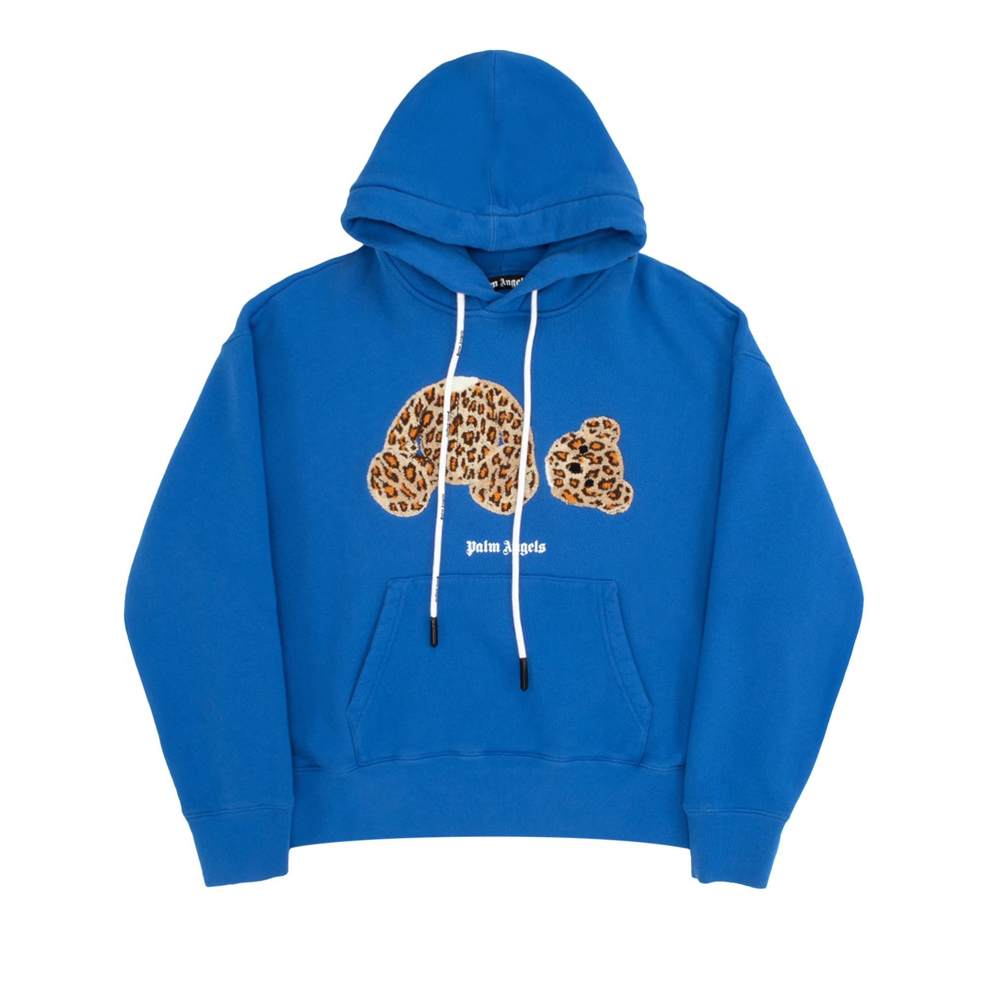 Palm Angels PA Leopard Bear Hoodie 'Blue/Brown' - 1