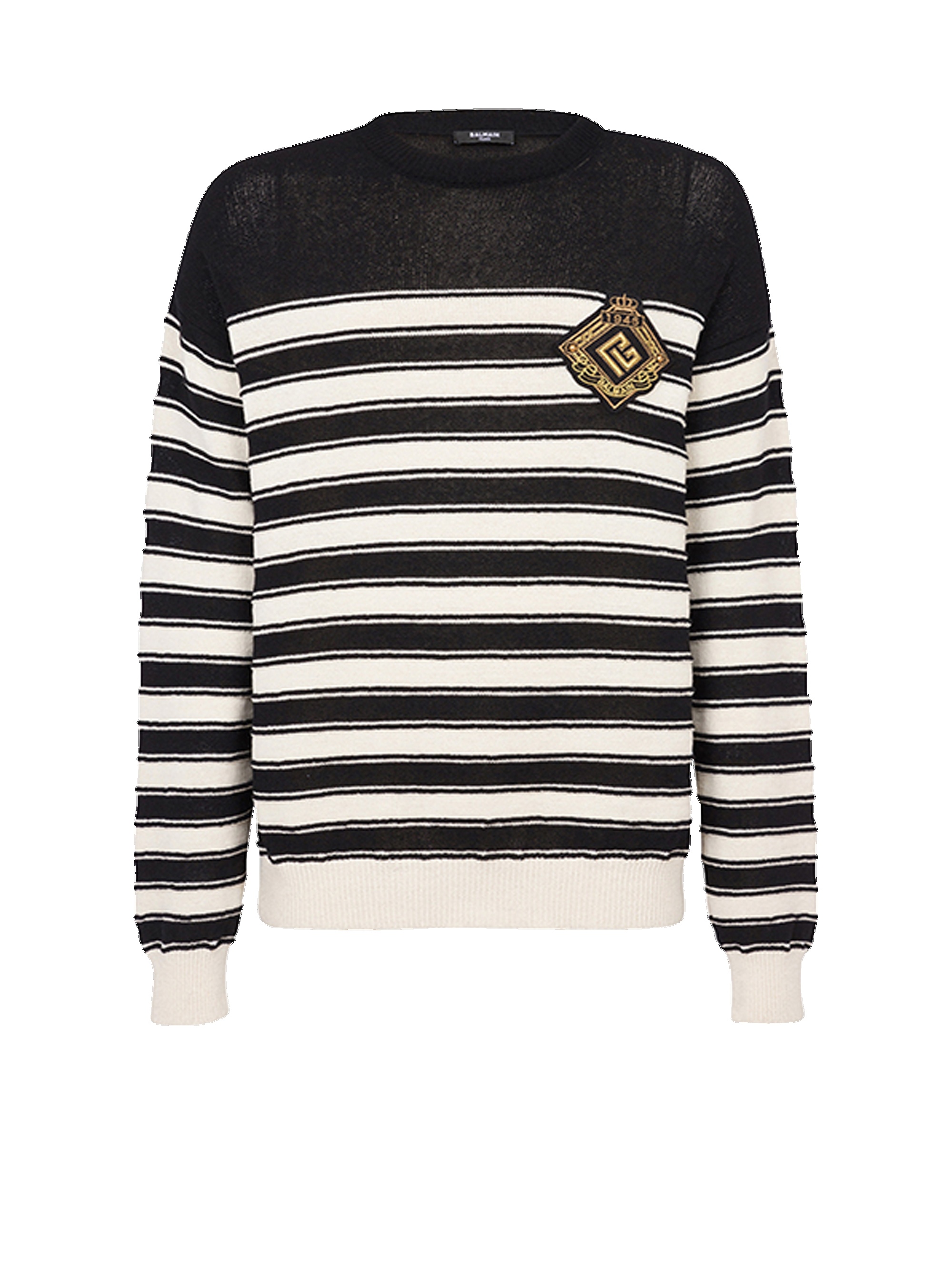 Nautical knit sweater with Balmain badge - 1