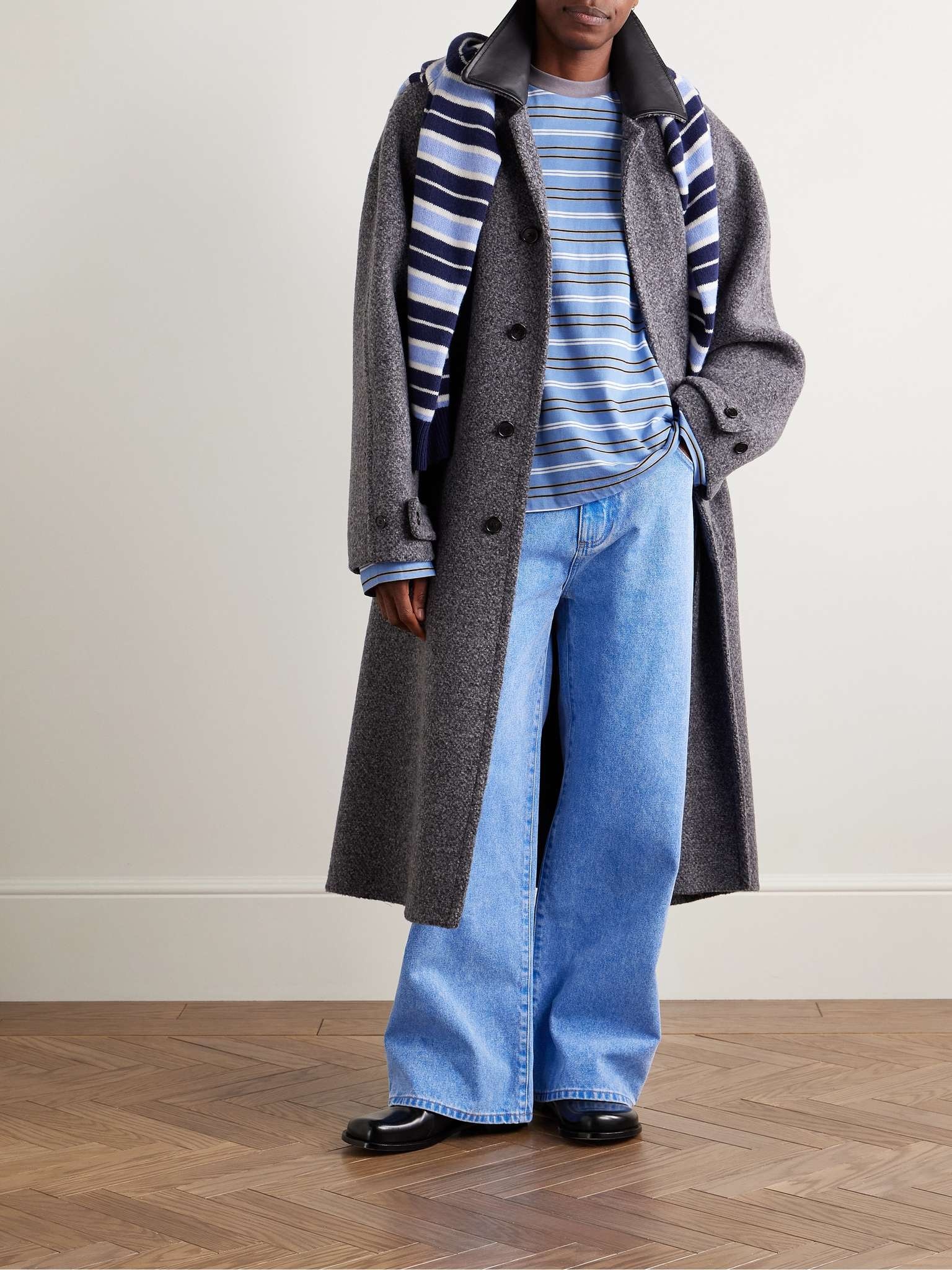 Oversized Logo-Embroidered Striped Cotton-Jersey T-Shirt - 2