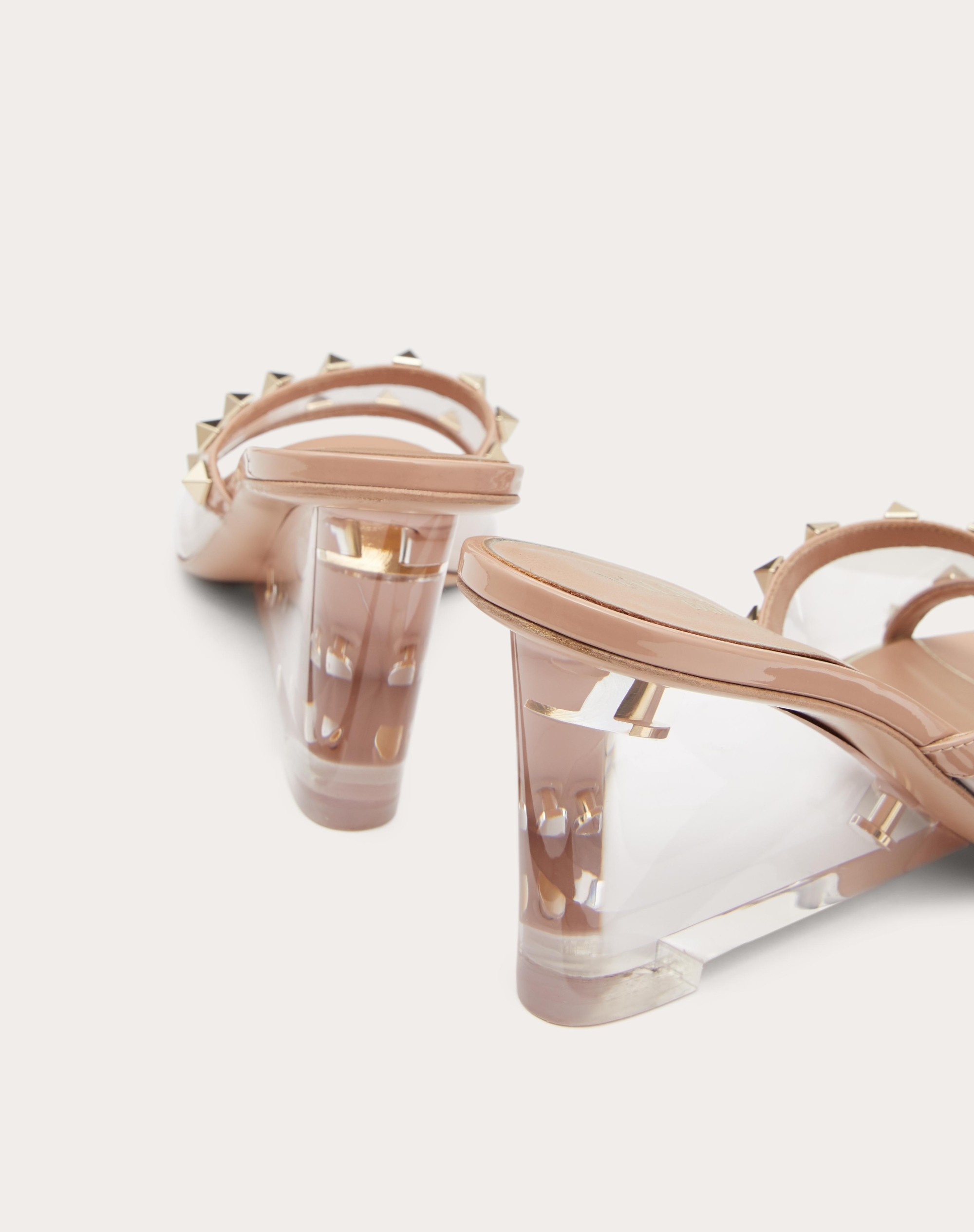 ROCKSTUD SLIDE SANDAL IN TRANSPARENT POLYMER MATERIAL WITH 75 MM PLEXI WEDGE - 5