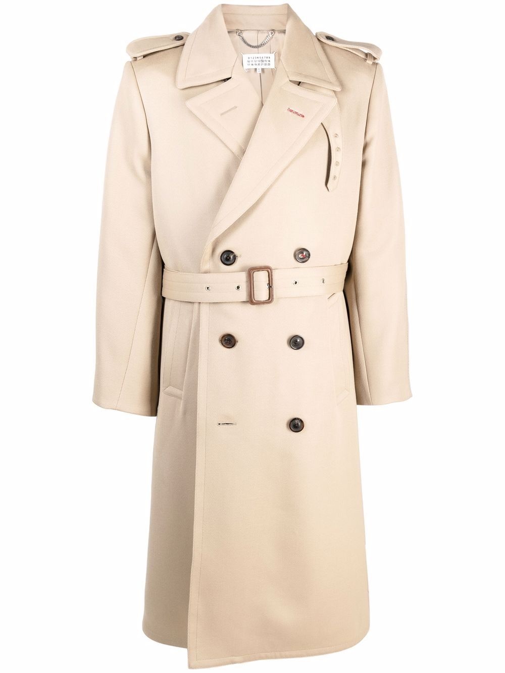 double-breasted wool trench coat - 1