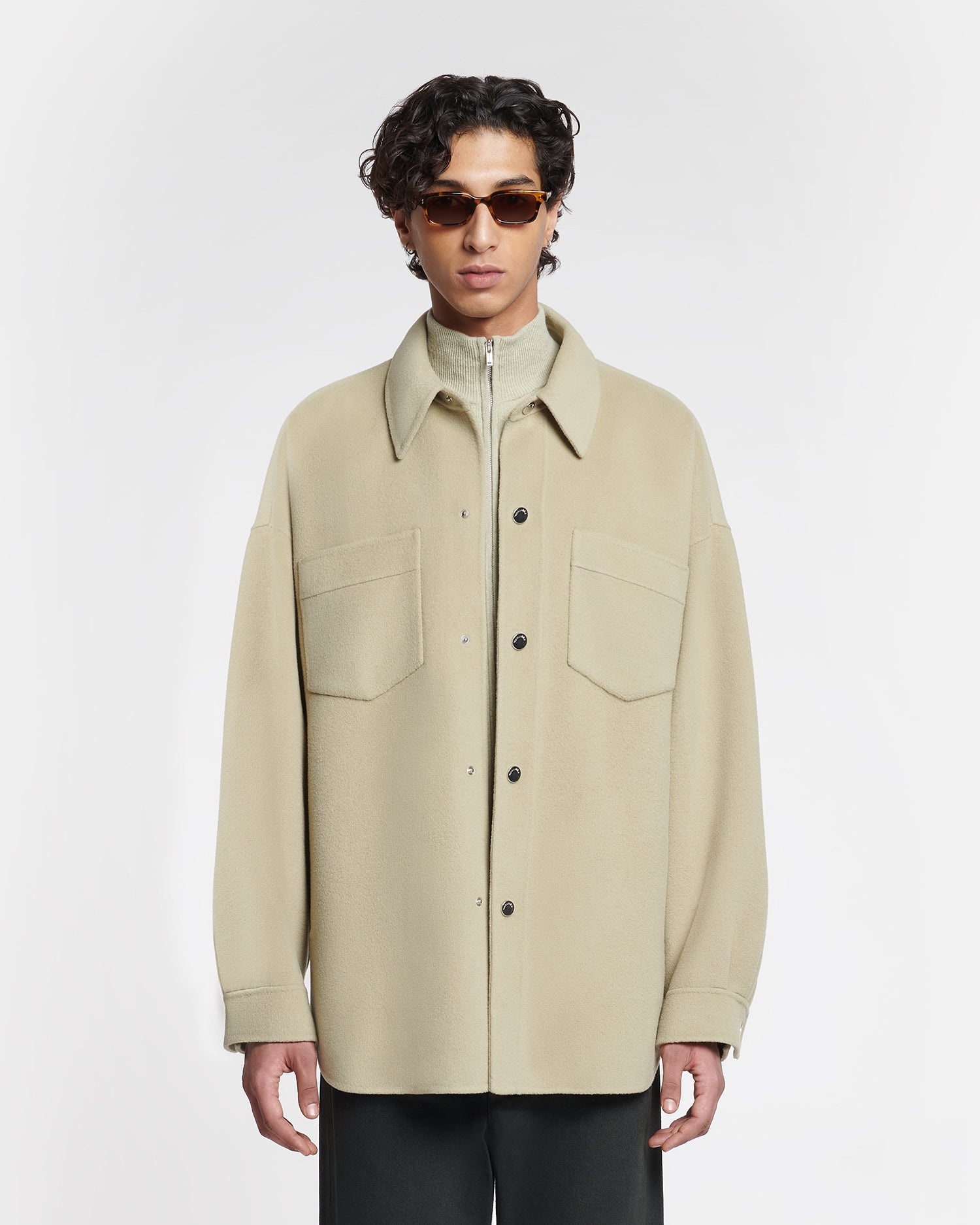Double Wool And Silk Blend Overshirt - 2