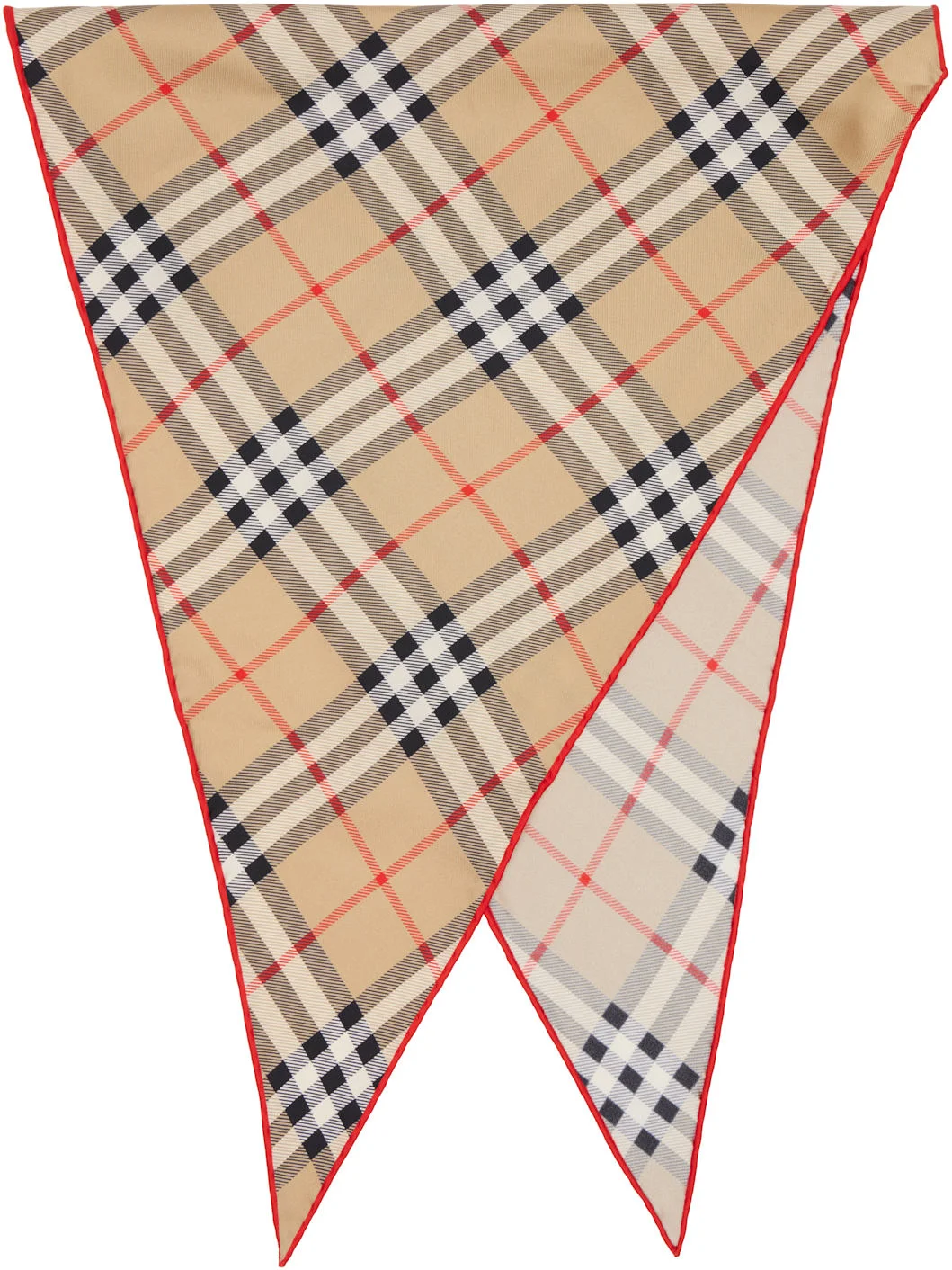 Beige Check Silk Scarf - 1