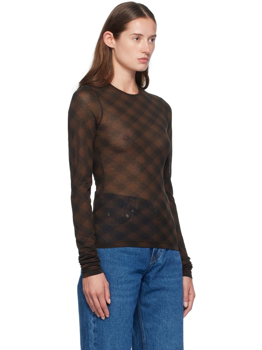 Brown Fluide Long Sleeve T-Shirt - 2