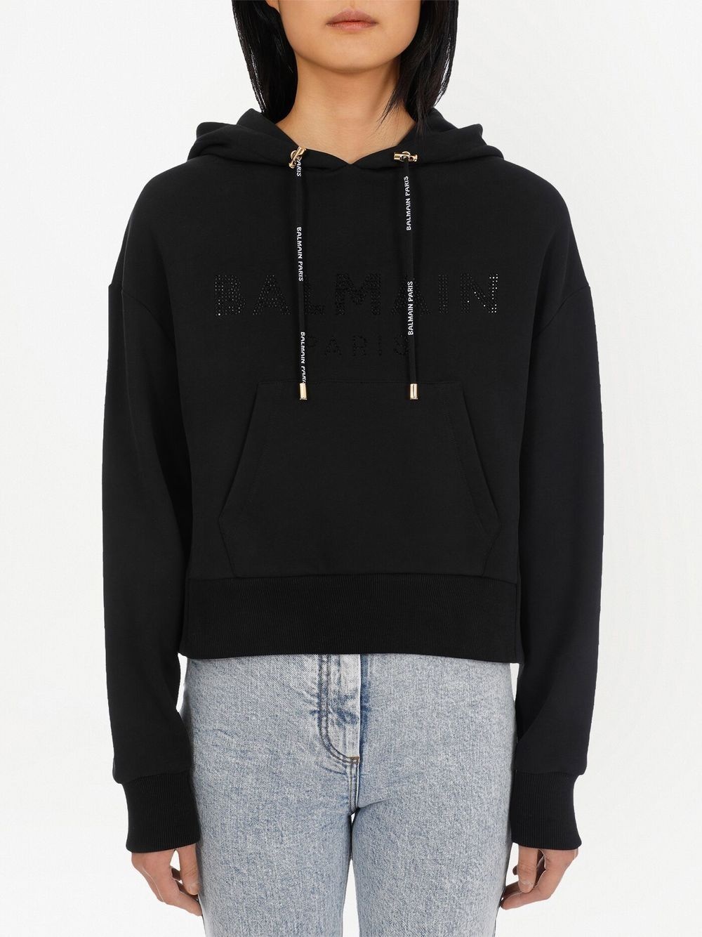 rhinestone cotton hoodie - 6
