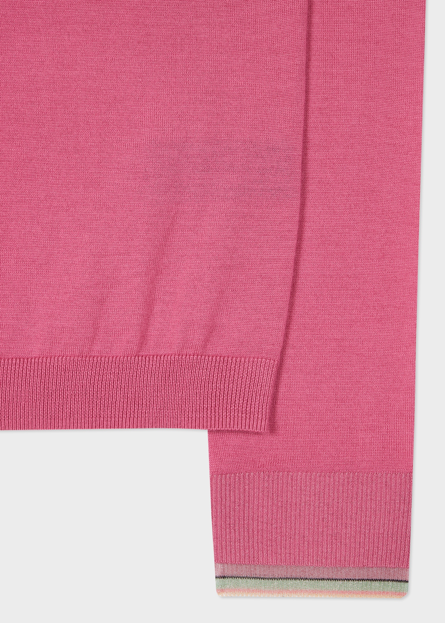 Women's Pink Knitted Crew Neck Sweater - 2