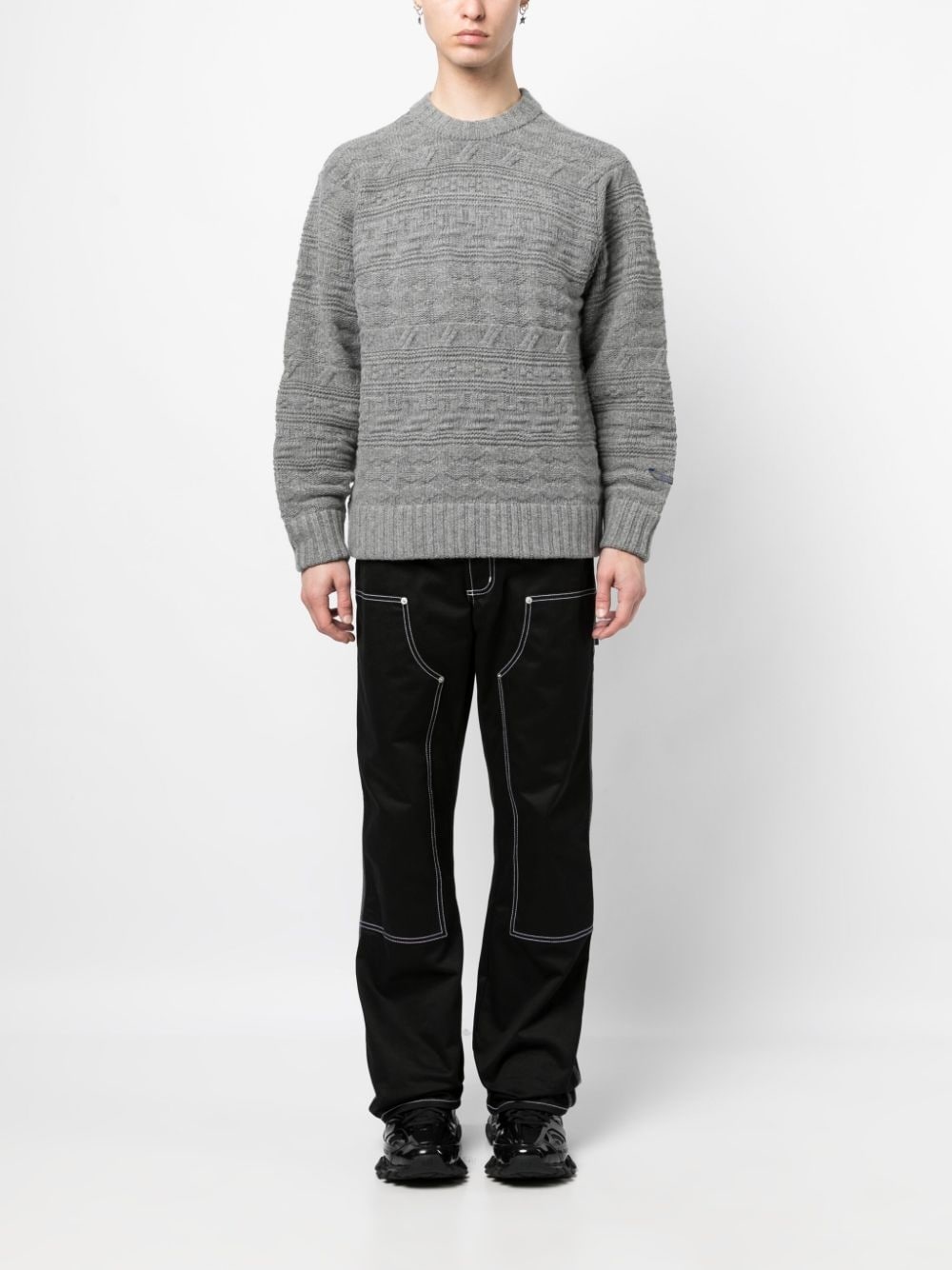 logo-patch chunky-knit jumper - 2