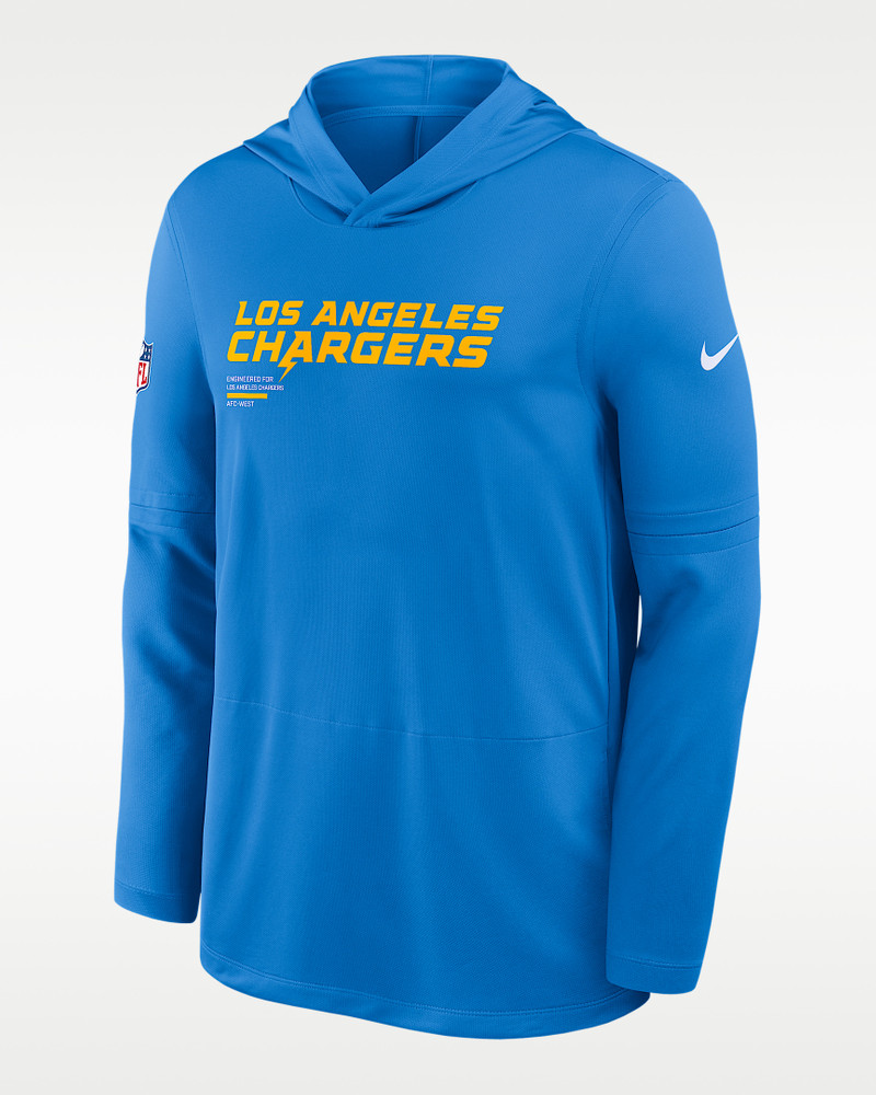Los Angeles Chargers Pure Fury Sideline Men's Nike Dri-FIT NFL Long-Sleeve Hooded Top 1