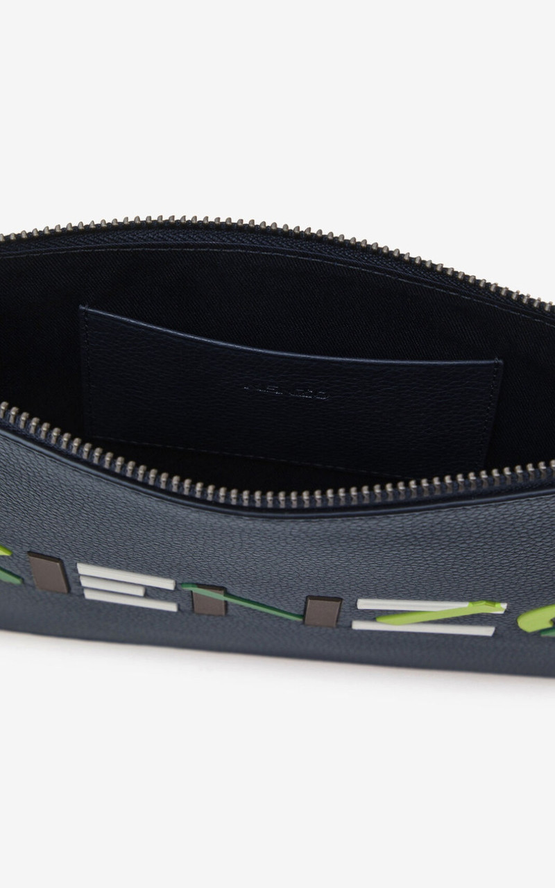 KENZO Logo large leather clutch 3