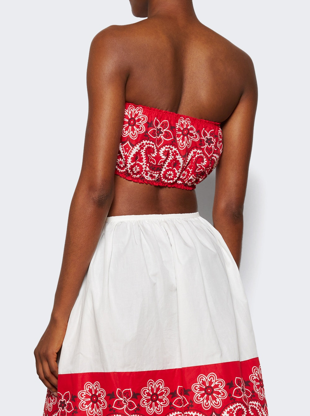 Printed Poplin Bra Top Rosso And Bianco - 4