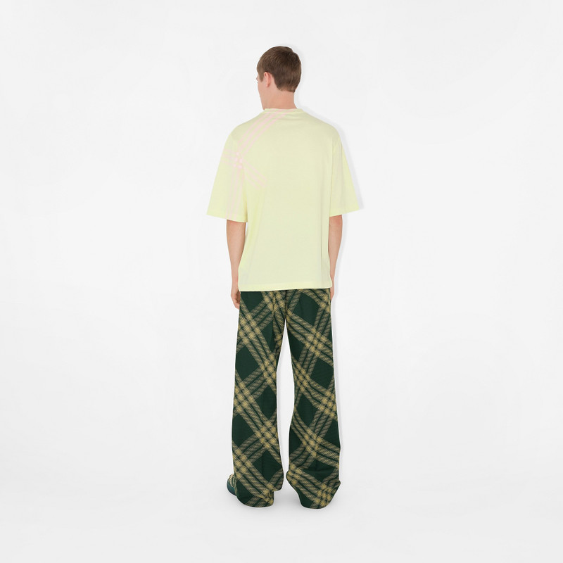 Check Sleeve Cotton T-shirt 4