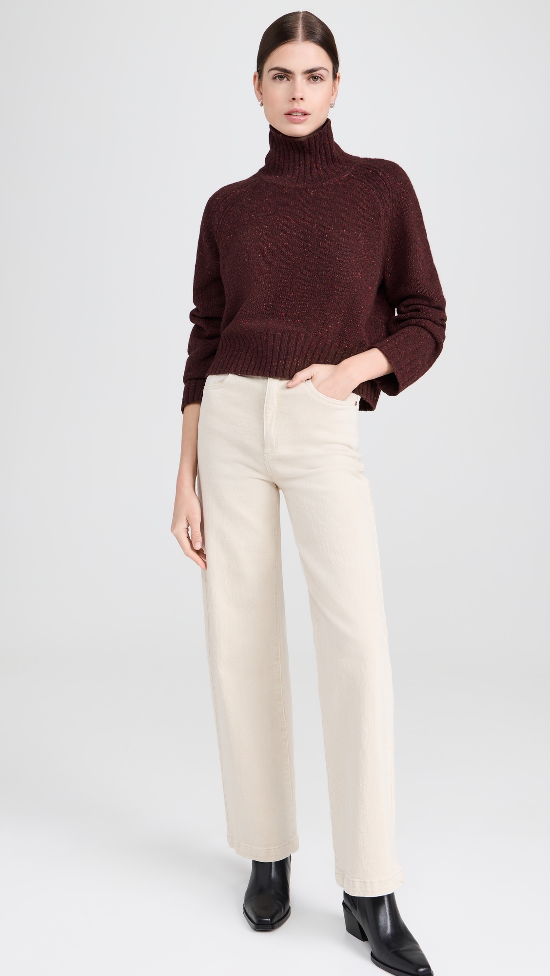 Cropped Turtleneck in Recycled Cashmere - 4