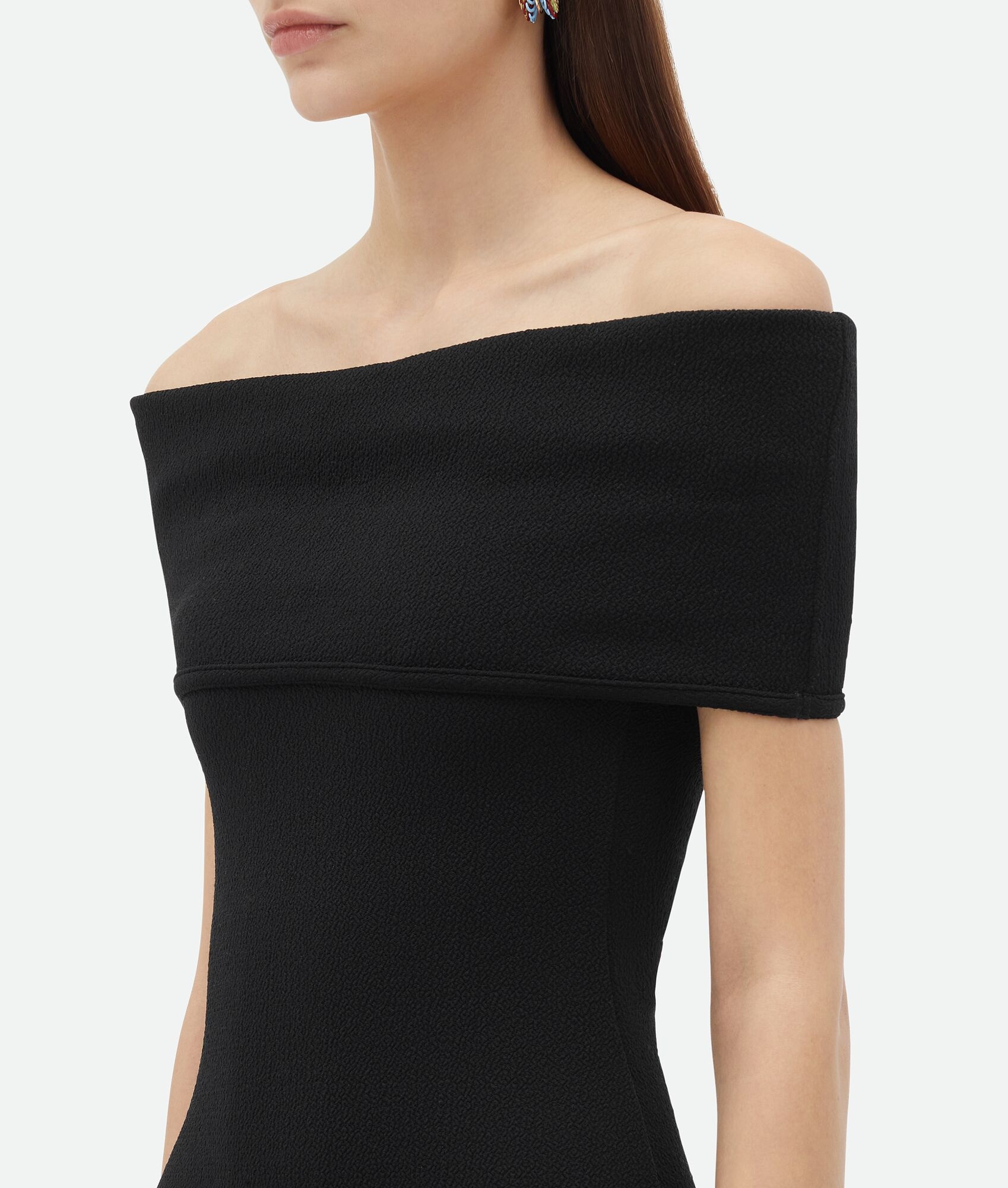 Textured Nylon Off-The-Shoulder Dress - 4
