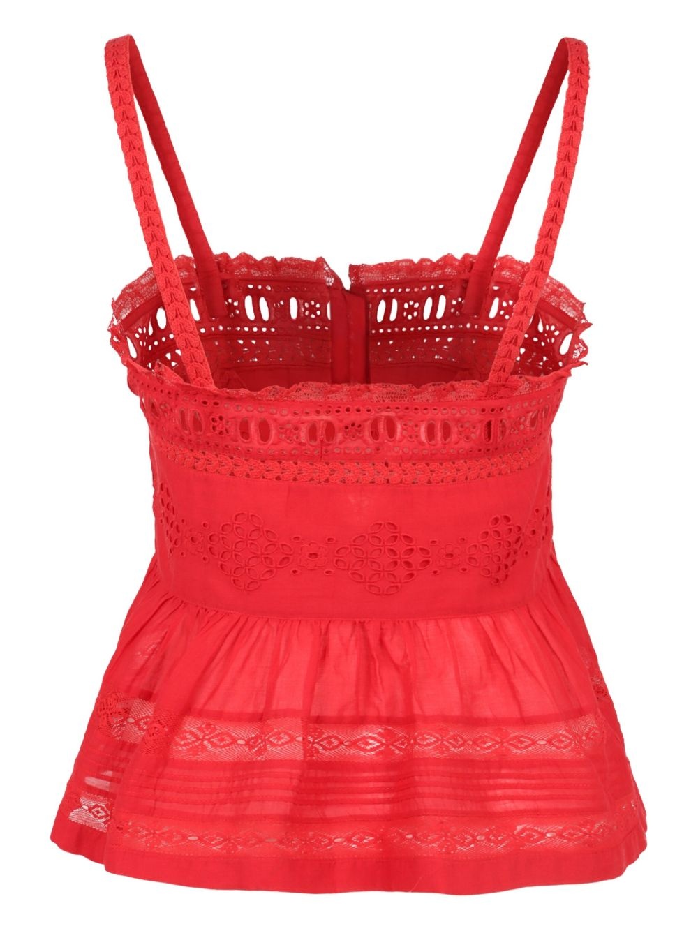 lace-insert cotton top - 2