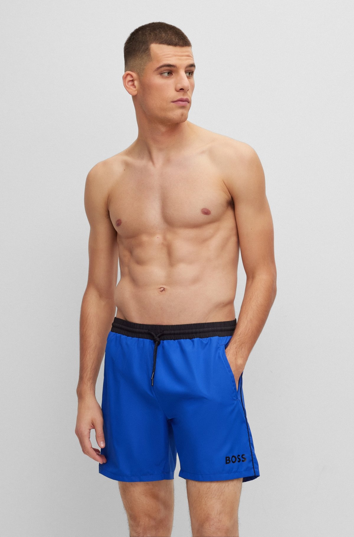 CONTRAST-LOGO SWIM SHORTS - 2