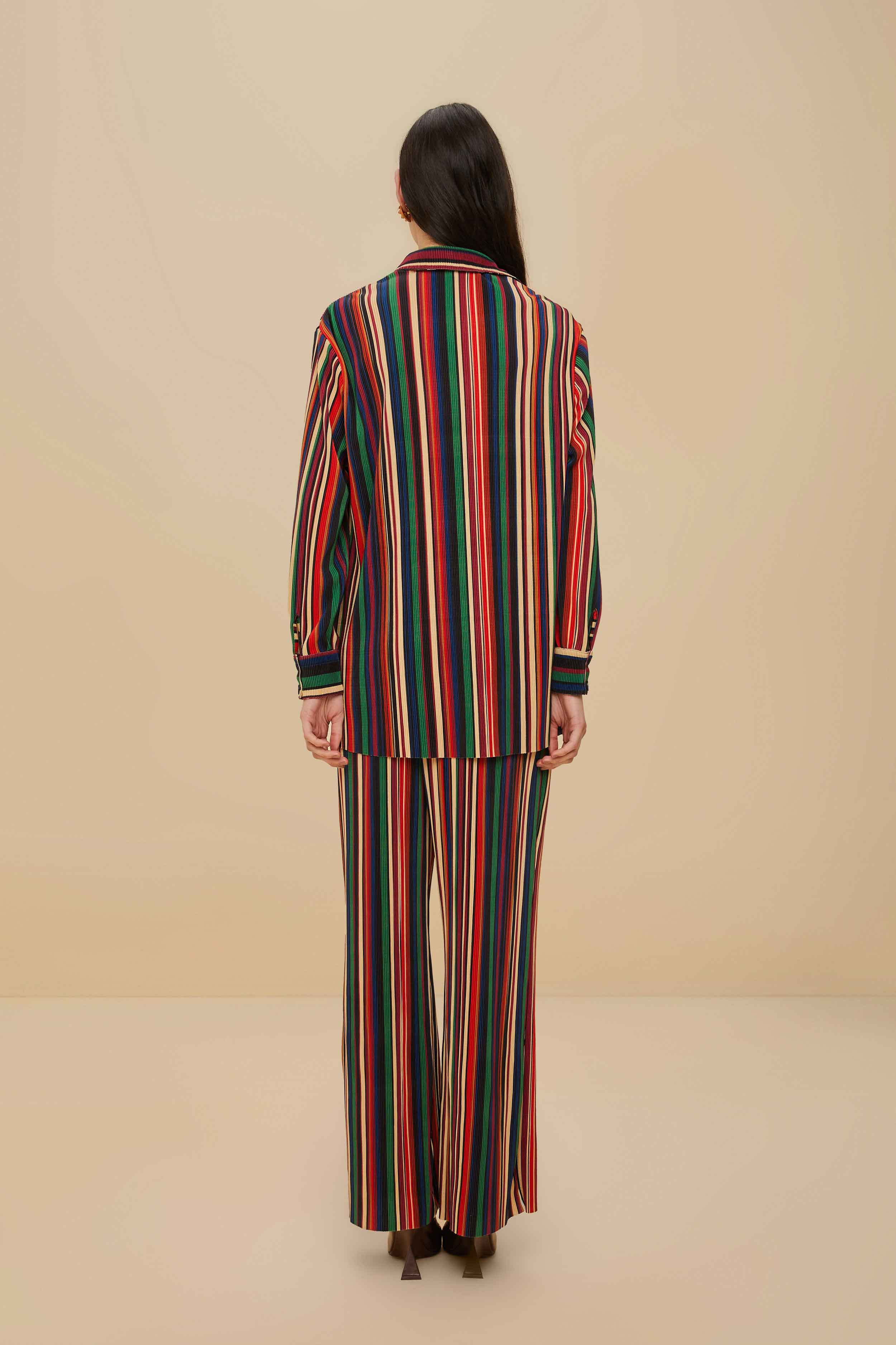 Multicolor Pipa Stripes Pleated Pants - 3