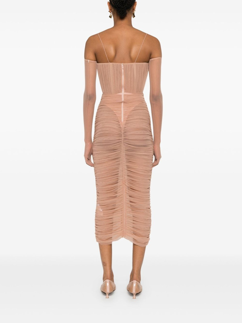 ruched mesh midi dress 4