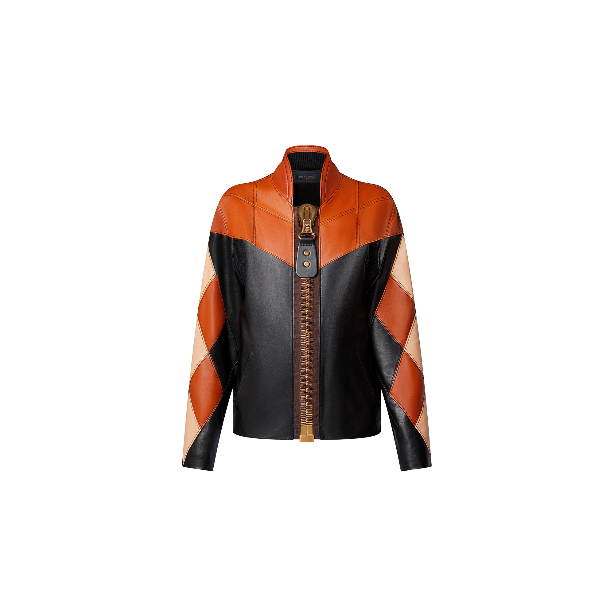 Patchwork Leather Biker Jacket - 1