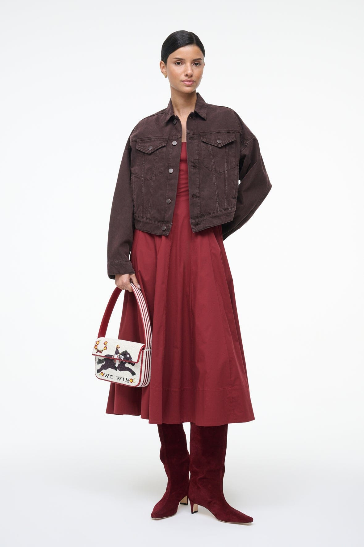 STAUD WELLS DRESS SANGRIA - 6