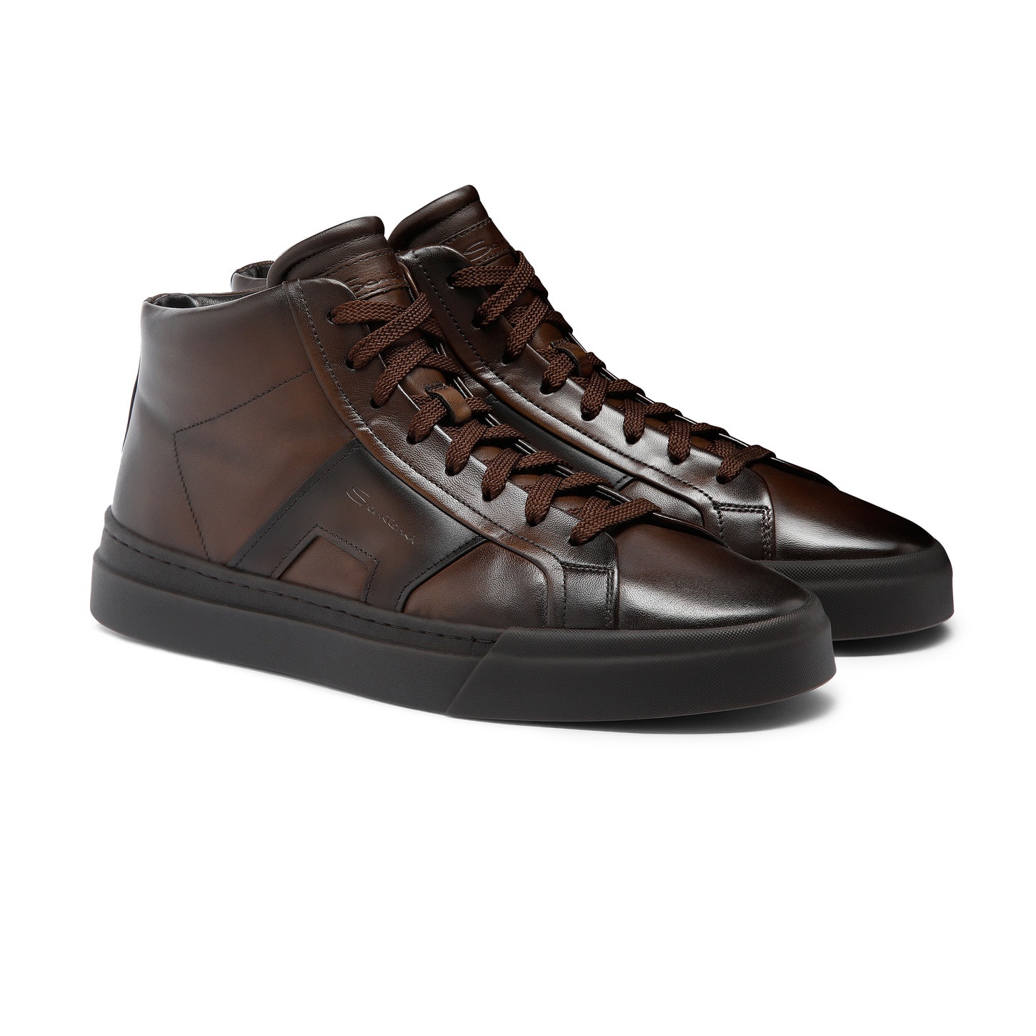 Men's dark brown leather Double Buckle Sneaker - 3