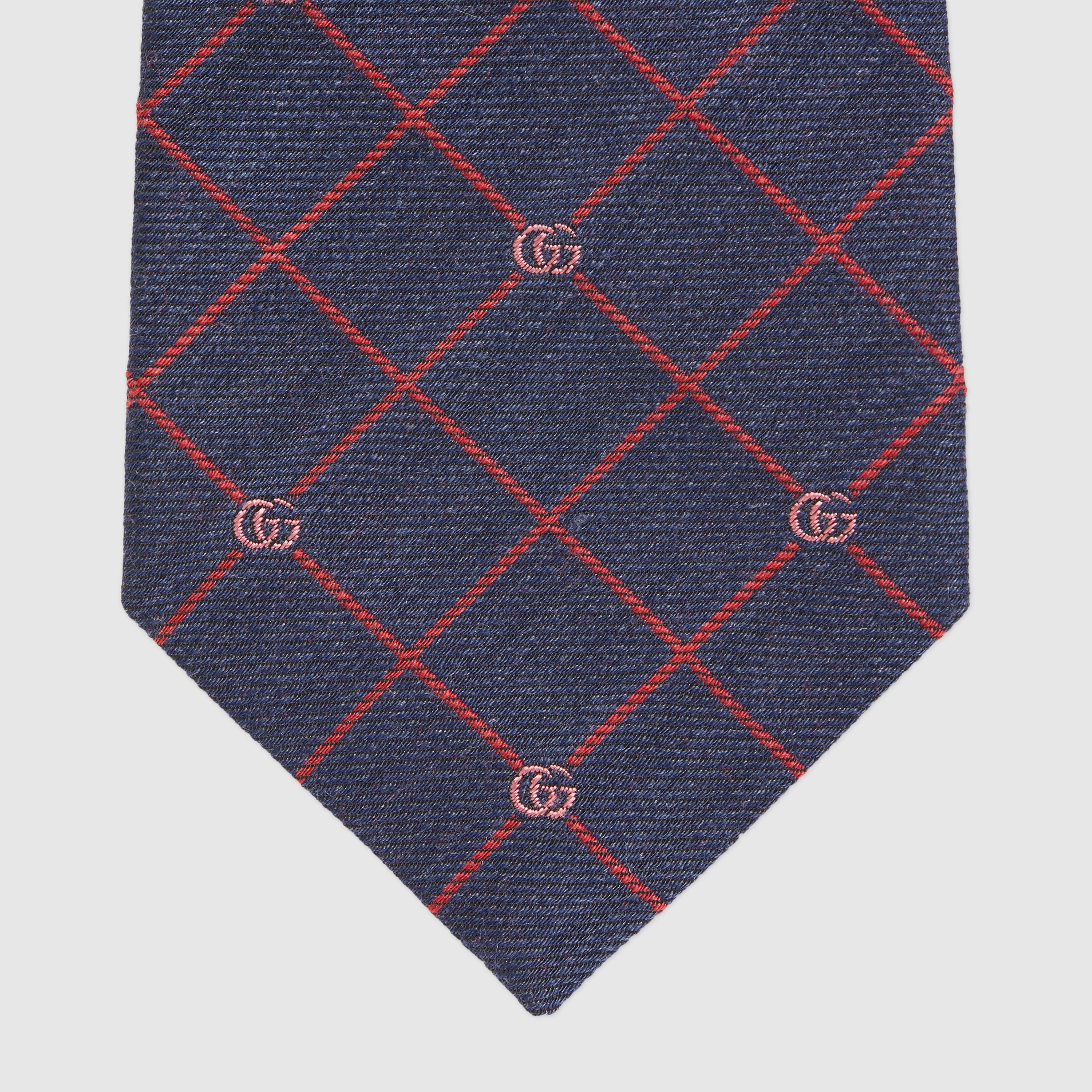 Double G and check silk jacquard tie - 3