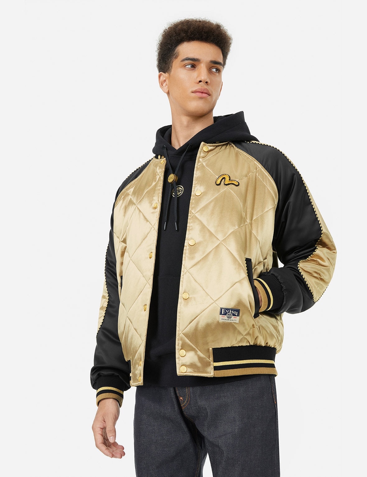 Kamon Beading Embroidery　Relax Fit Padded Souvenir Jacket - 6
