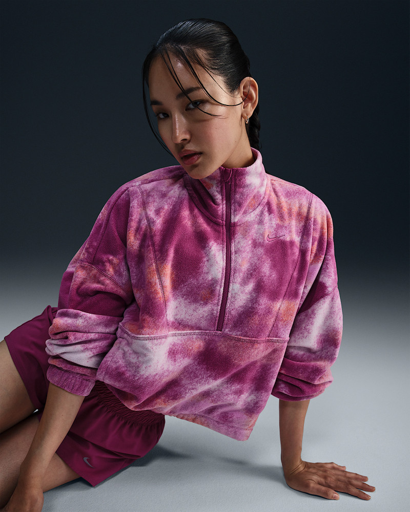 Nike One Women's Therma-FIT Oversized 1/2-Zip Fleece Printed Top 3